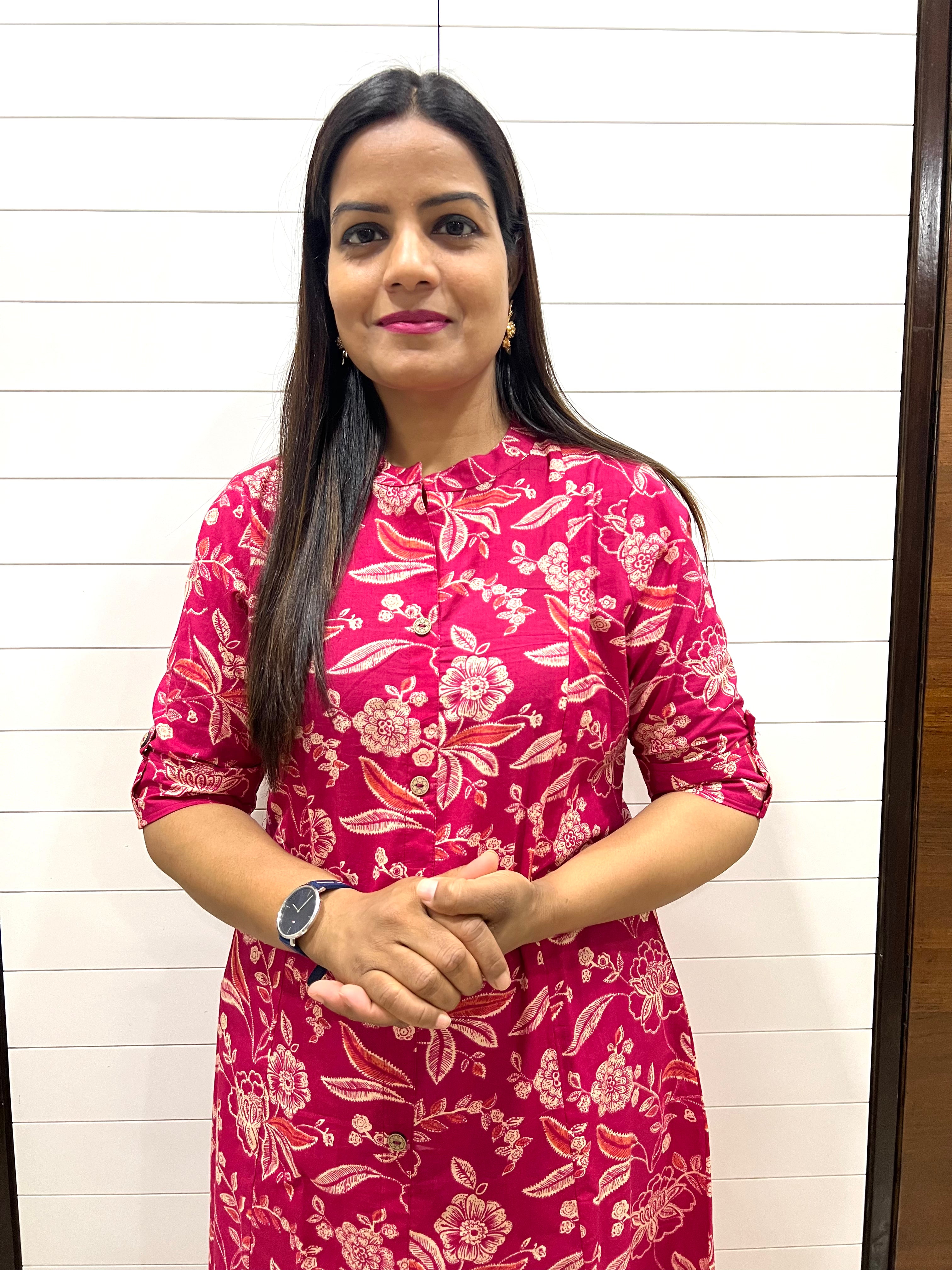 Mumzhug Fuchsia Color Pure Cotton Jaipuri Print Feeding Cord Set with Side Pocket
