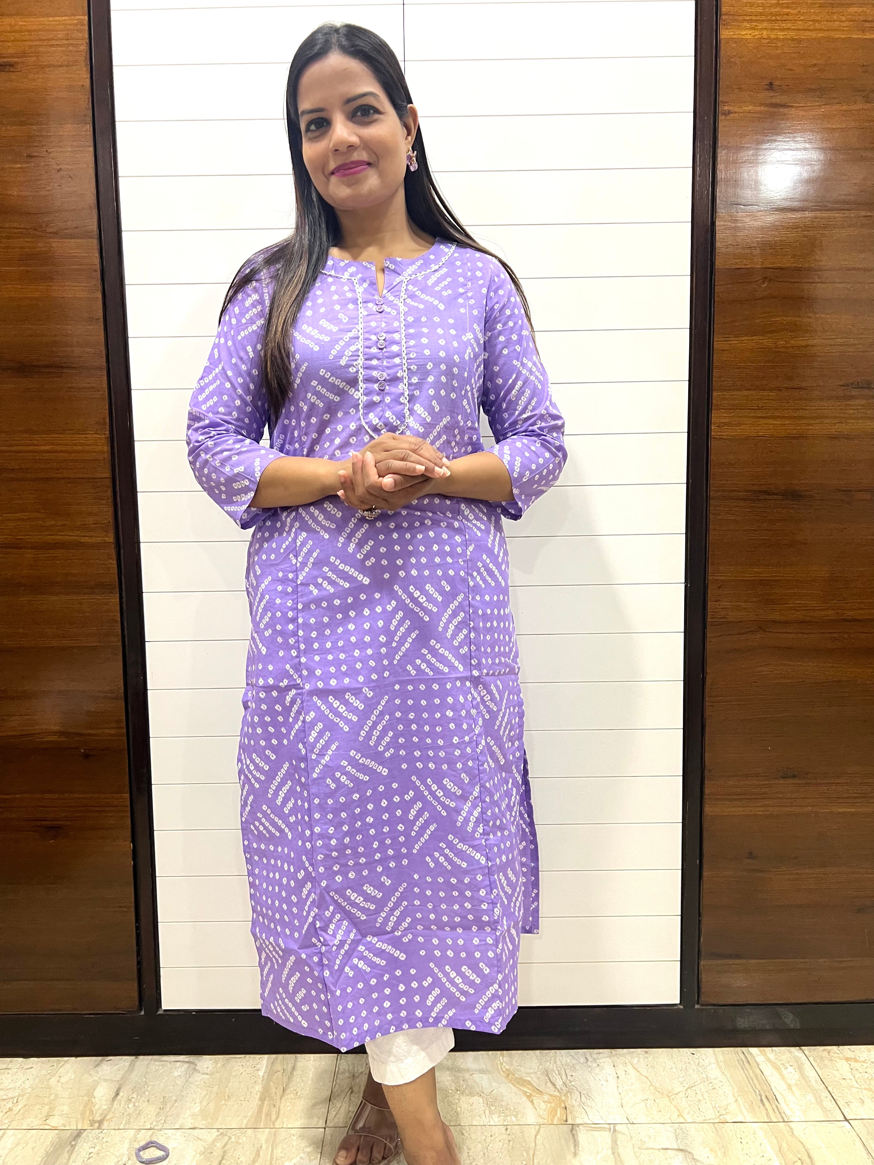 Pure Cotton Lavendar Colored Feeding Kurti