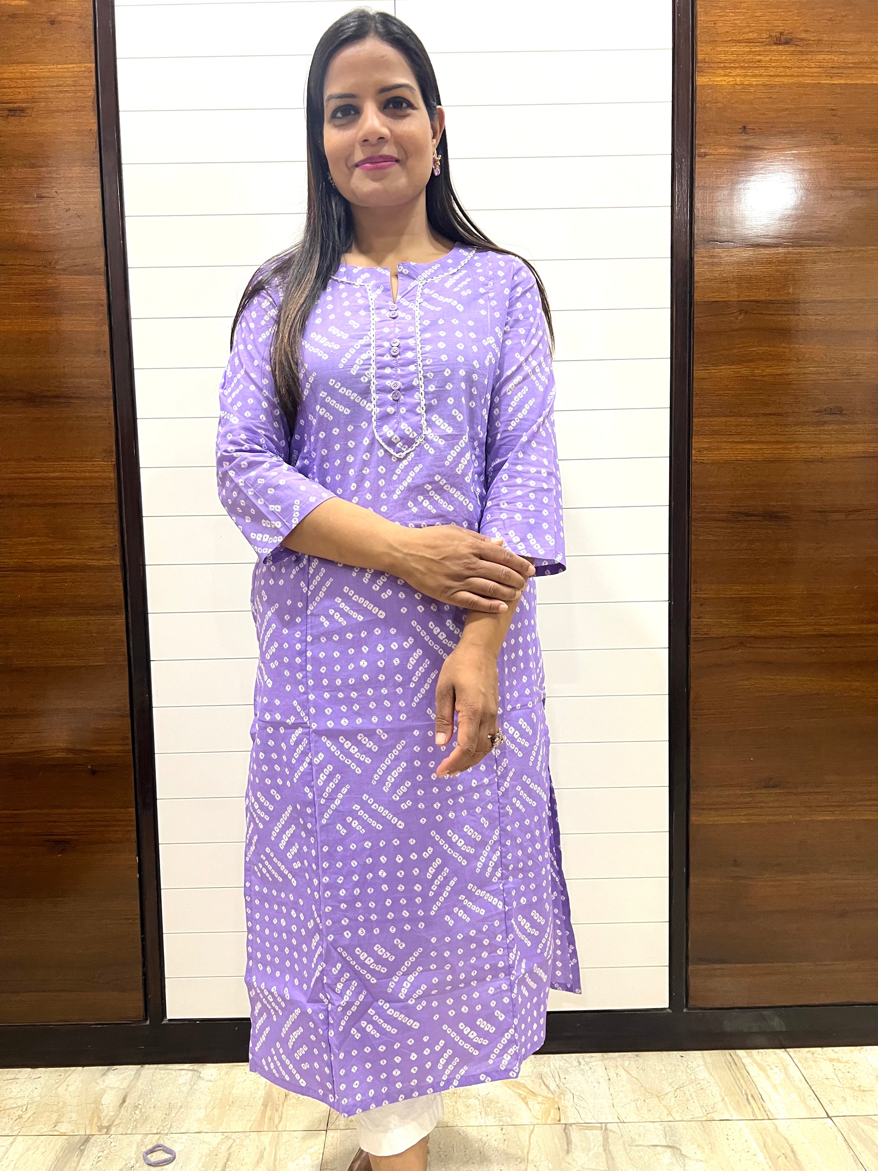 Pure Cotton Lavendar Colored Feeding Kurti