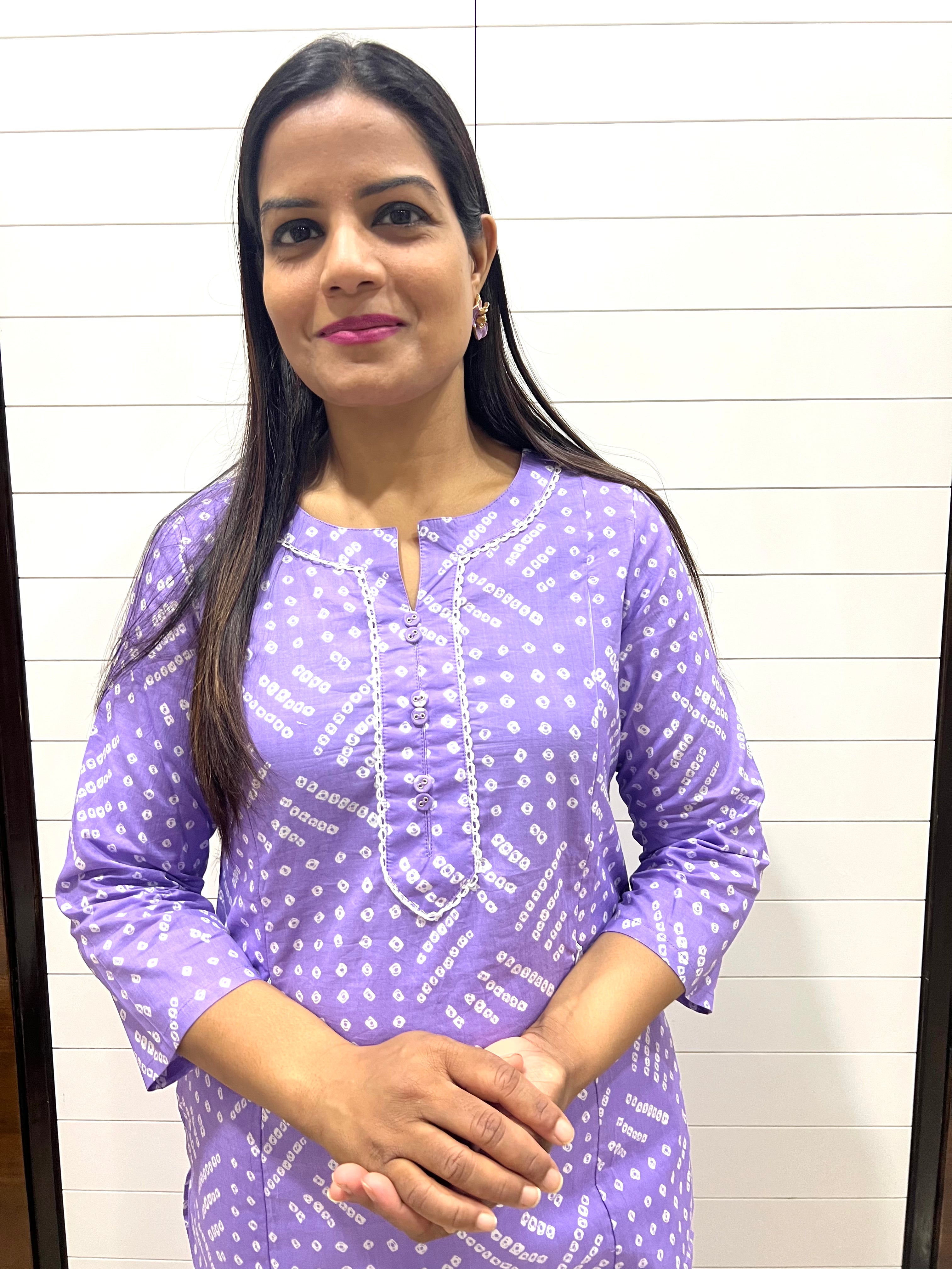 Pure Cotton Lavendar Colored Feeding Kurti