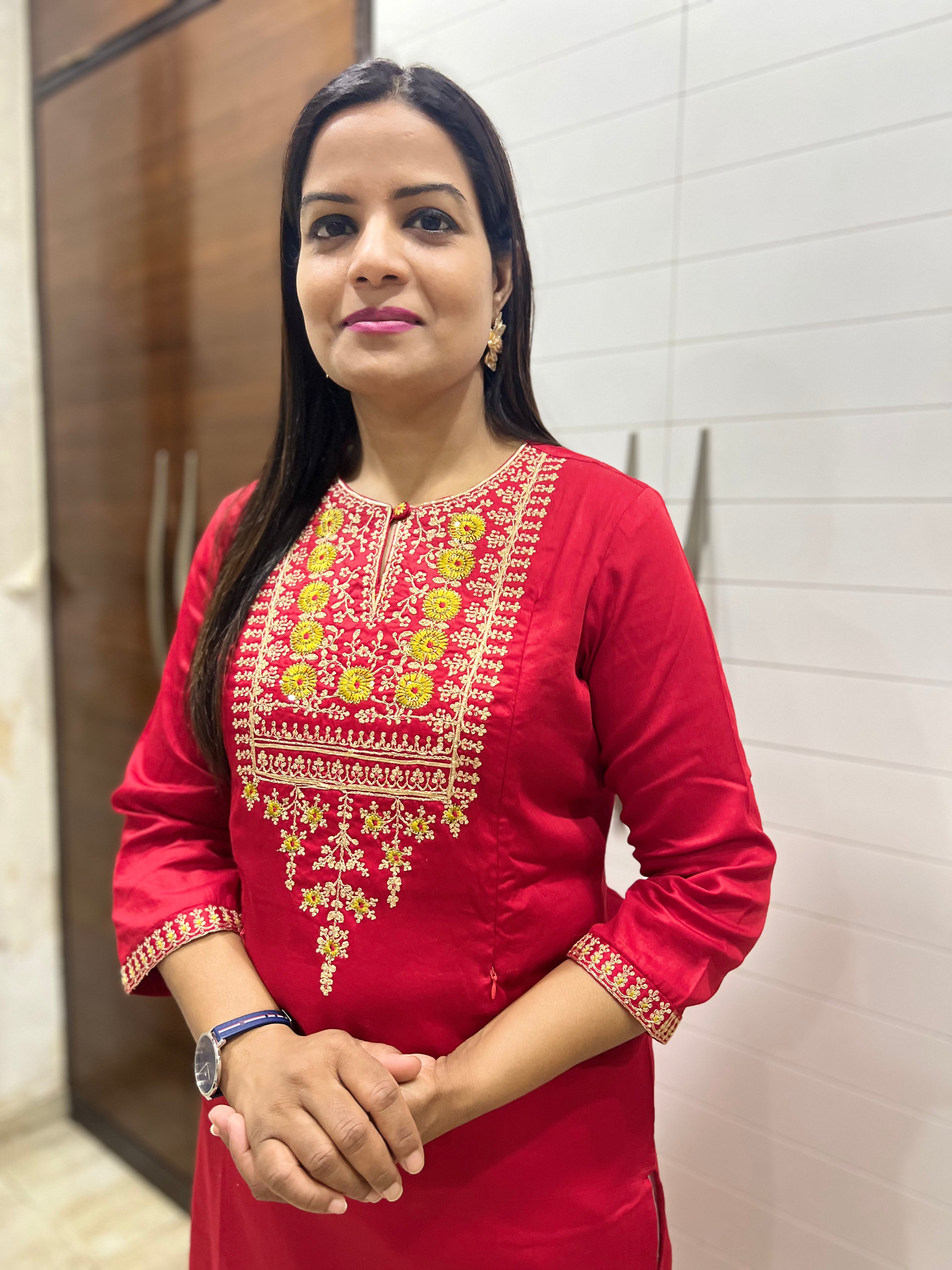 Mumzhug Cotton Silk Embroidered Feeding Kurta