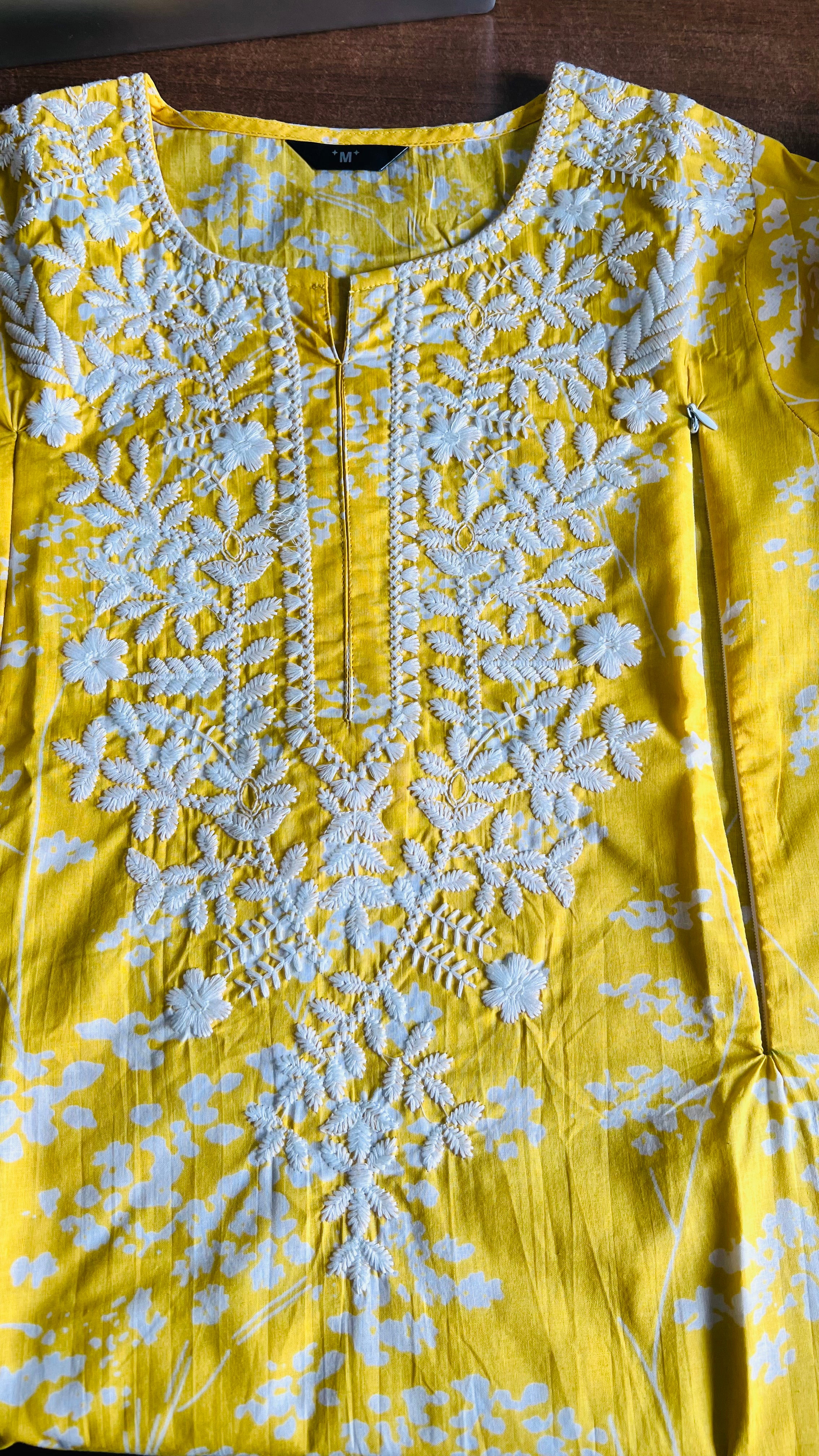 MUMZHUG Sunlit Bloom™ Pure Cotton Mustard Yellow Embroidered Feeding Kurta & Pant Set for Women | Soft Nursing Wear