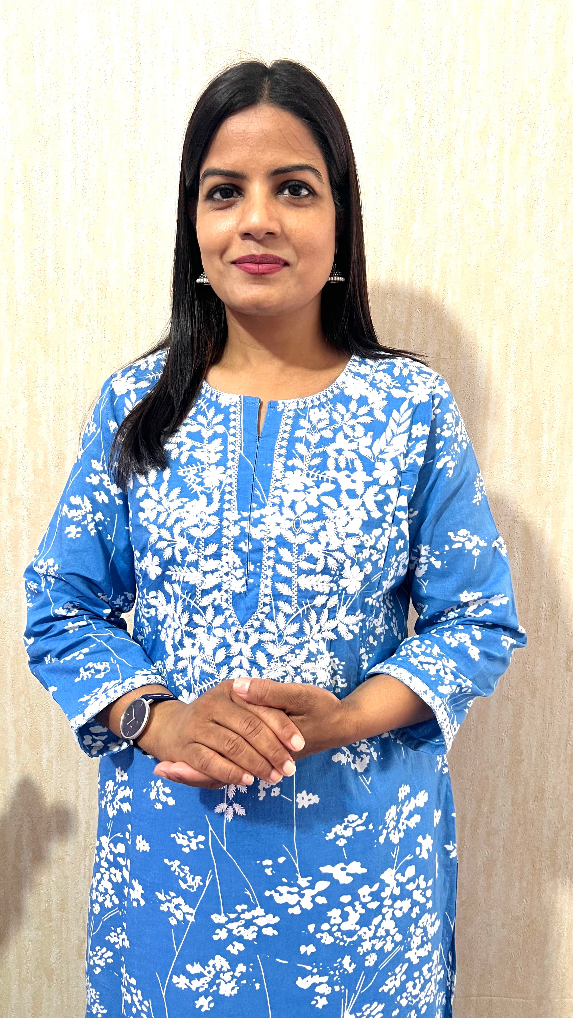 MUMZHUG Blue Meadow Pure Cotton Feeding Kurta & Pant Set