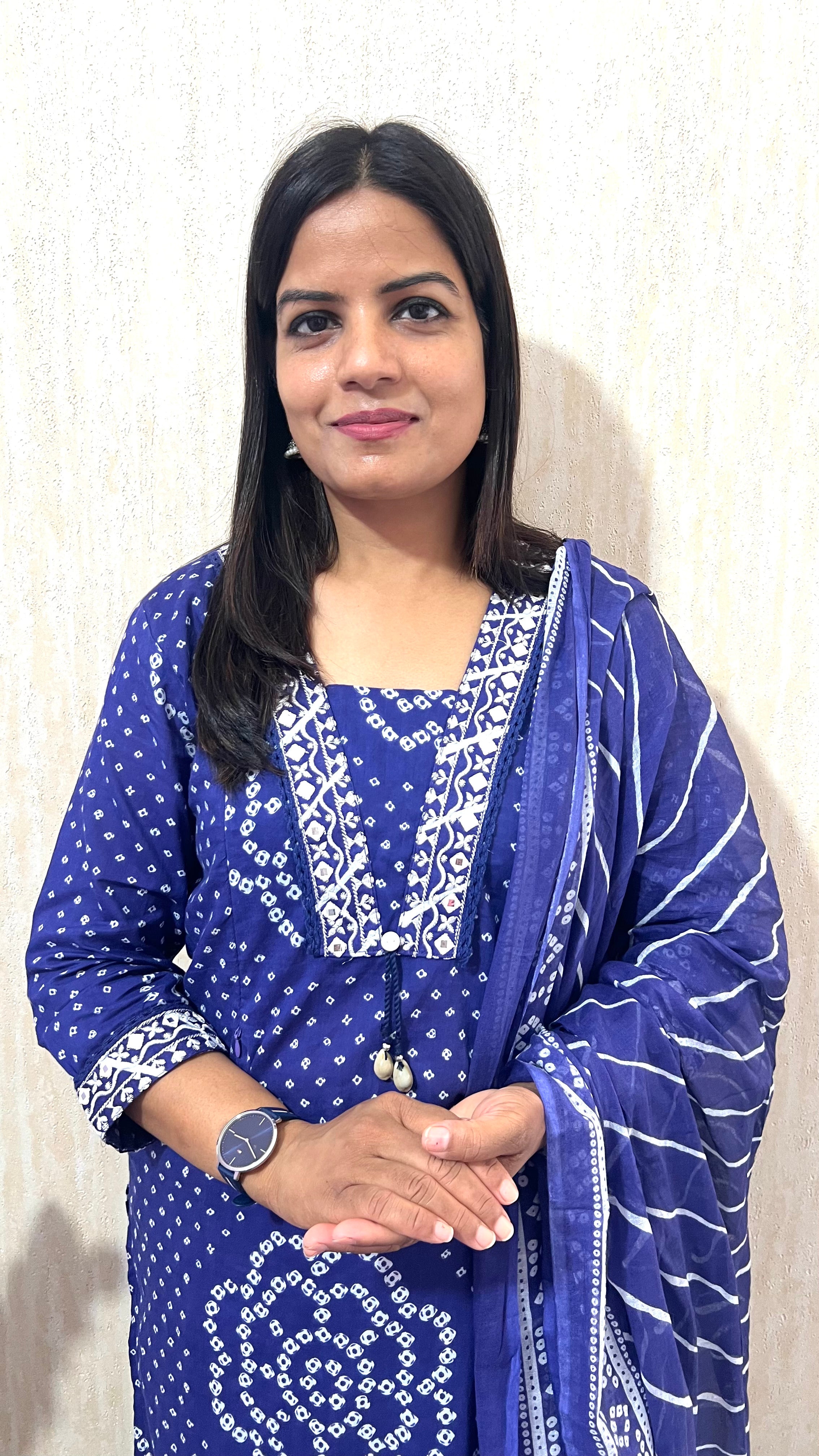 Mumuzhug Neelanjana Pure Cotton Jaipuri Bandhej Print Feeding Kurta Pant & Dupatta Set for Women | Nursing Friendly Ethnic Suit Set