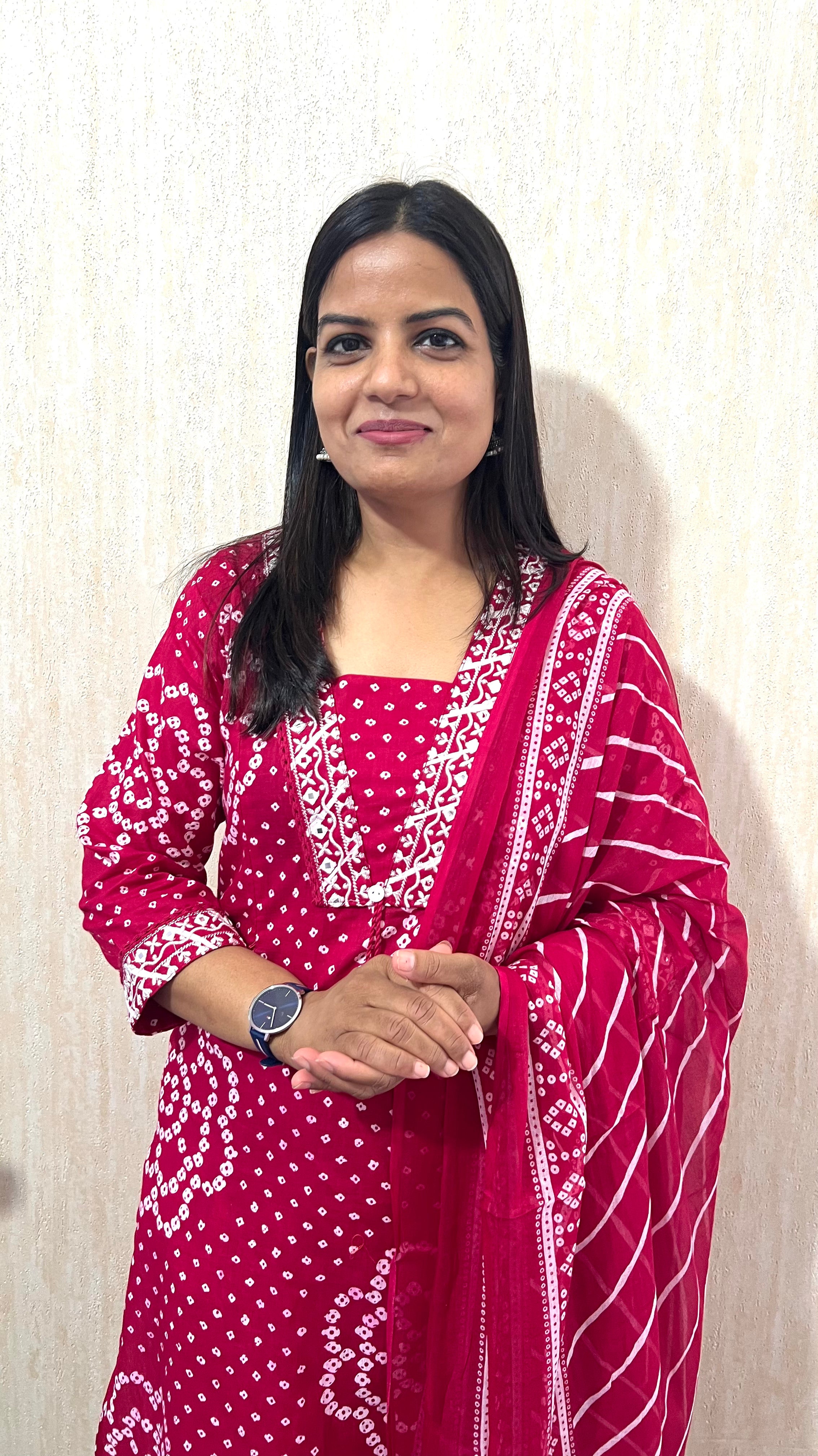 Mumuzhug Gulnaar Pure Cotton Jaipuri Bandhej Print Feeding Kurta Pant &amp; Dupatta Set for Women | Nursing Friendly Ethnic Wear