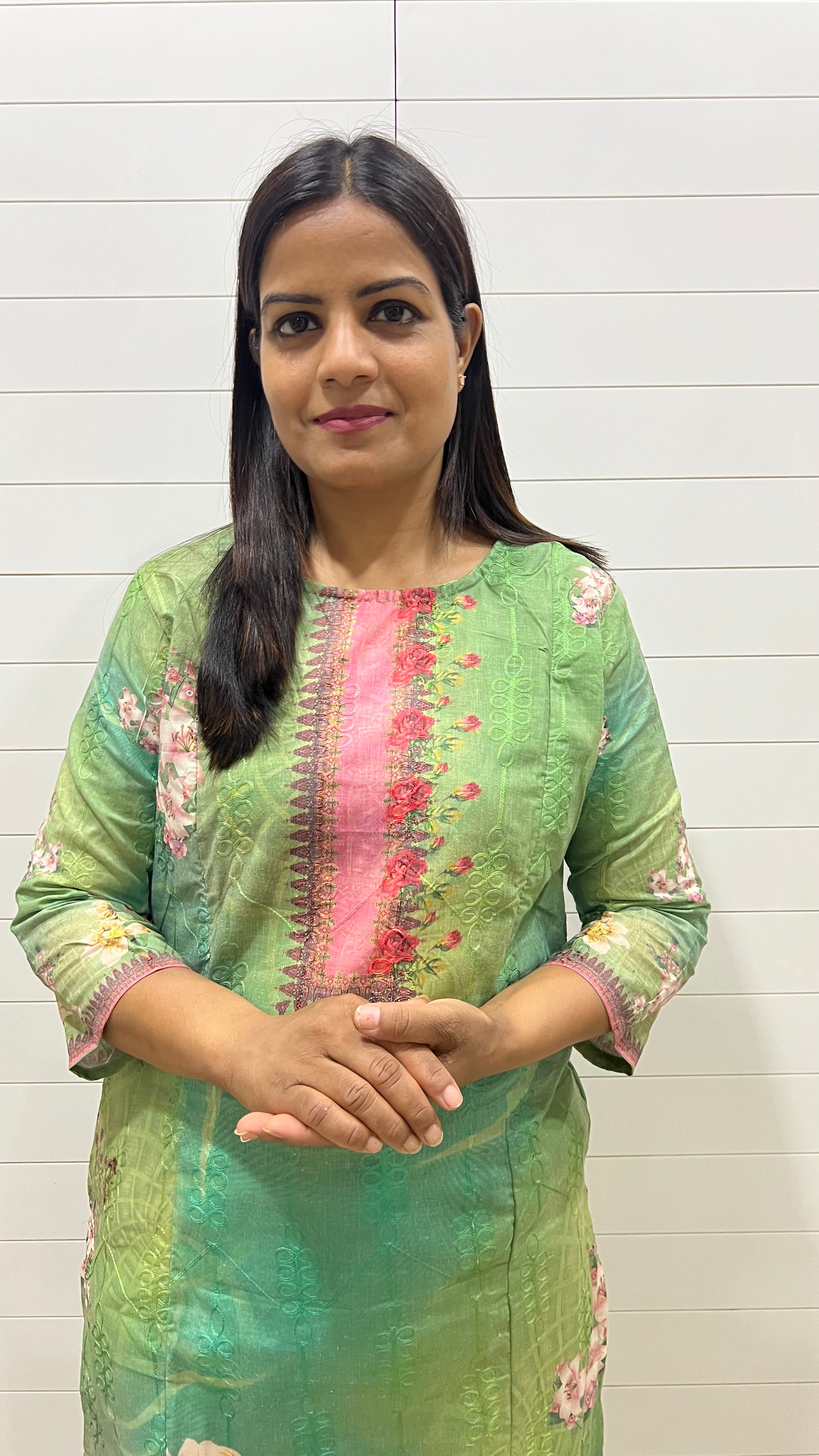 Mumzhug Blend Cotton Pista Green Digital Print Feeding Kurta – Floral Nursing Kurti with Hidden Zippers