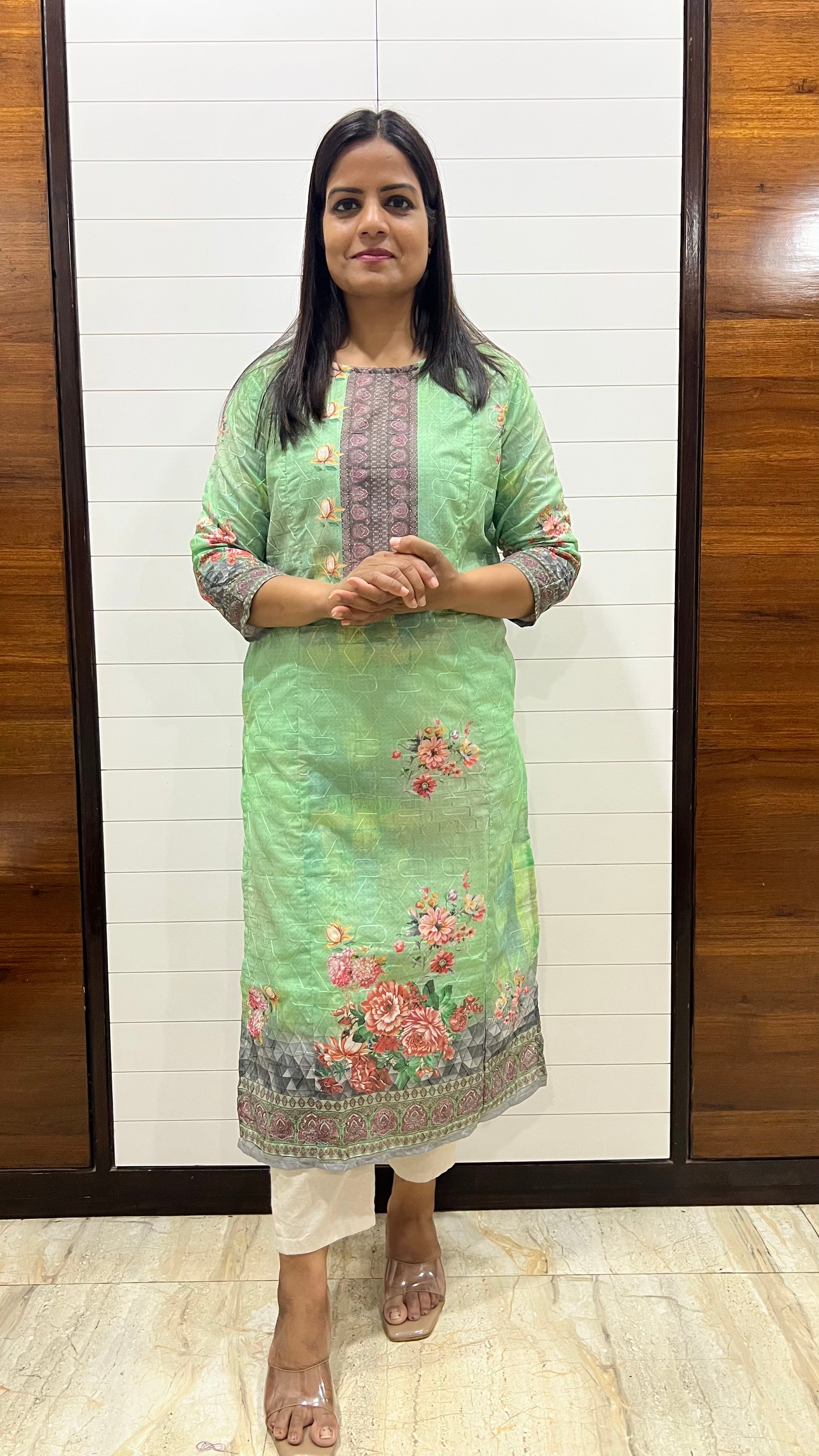 MUMZHUG Green Blend Cotton Digital Print Feeding Kurta | Stylish Maternity & Nursing Wear
