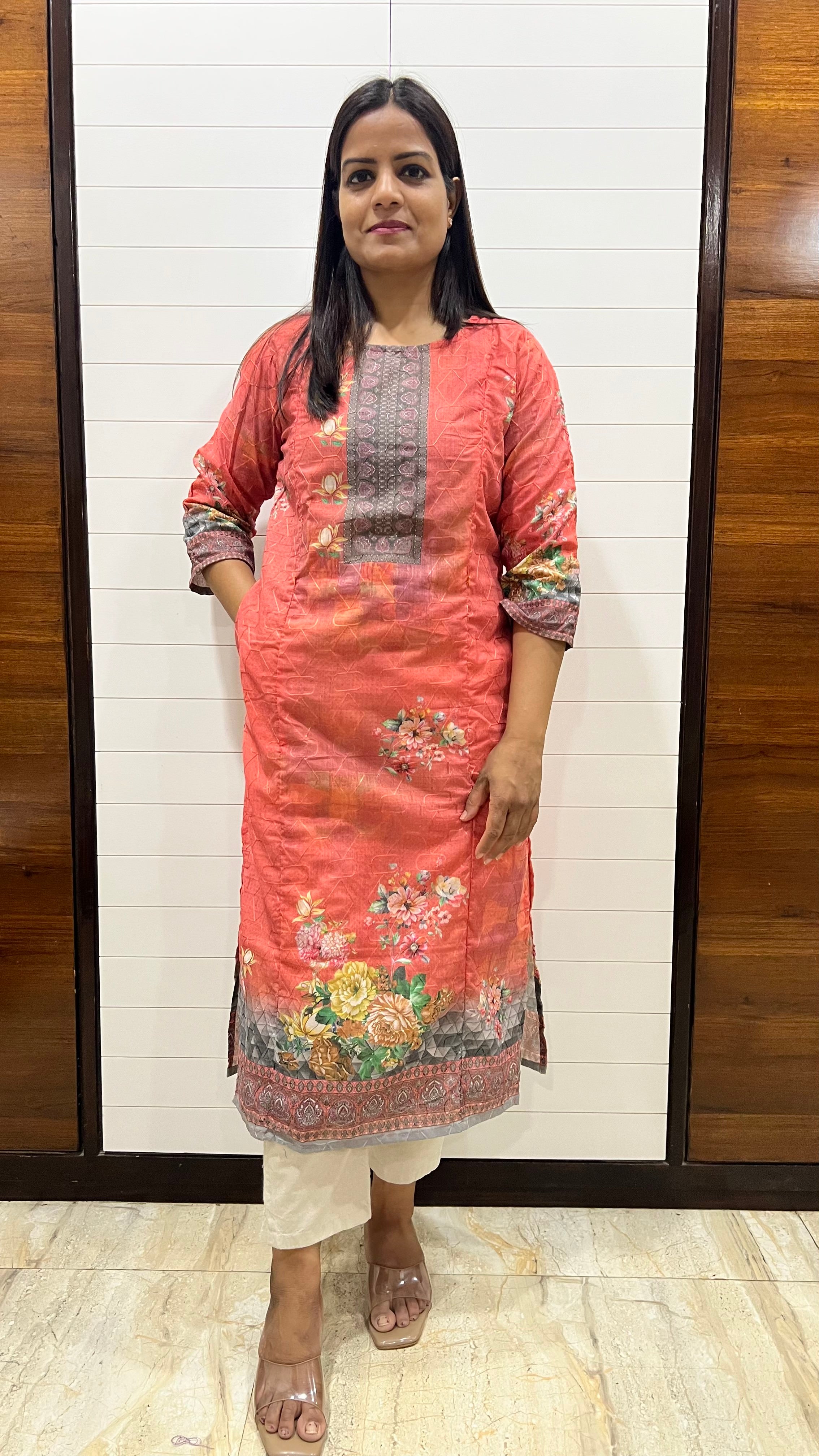 MUMZHUG Rust Blend Cotton Digital Print Feeding Kurta | Comfortable Maternity & Nursing Wear