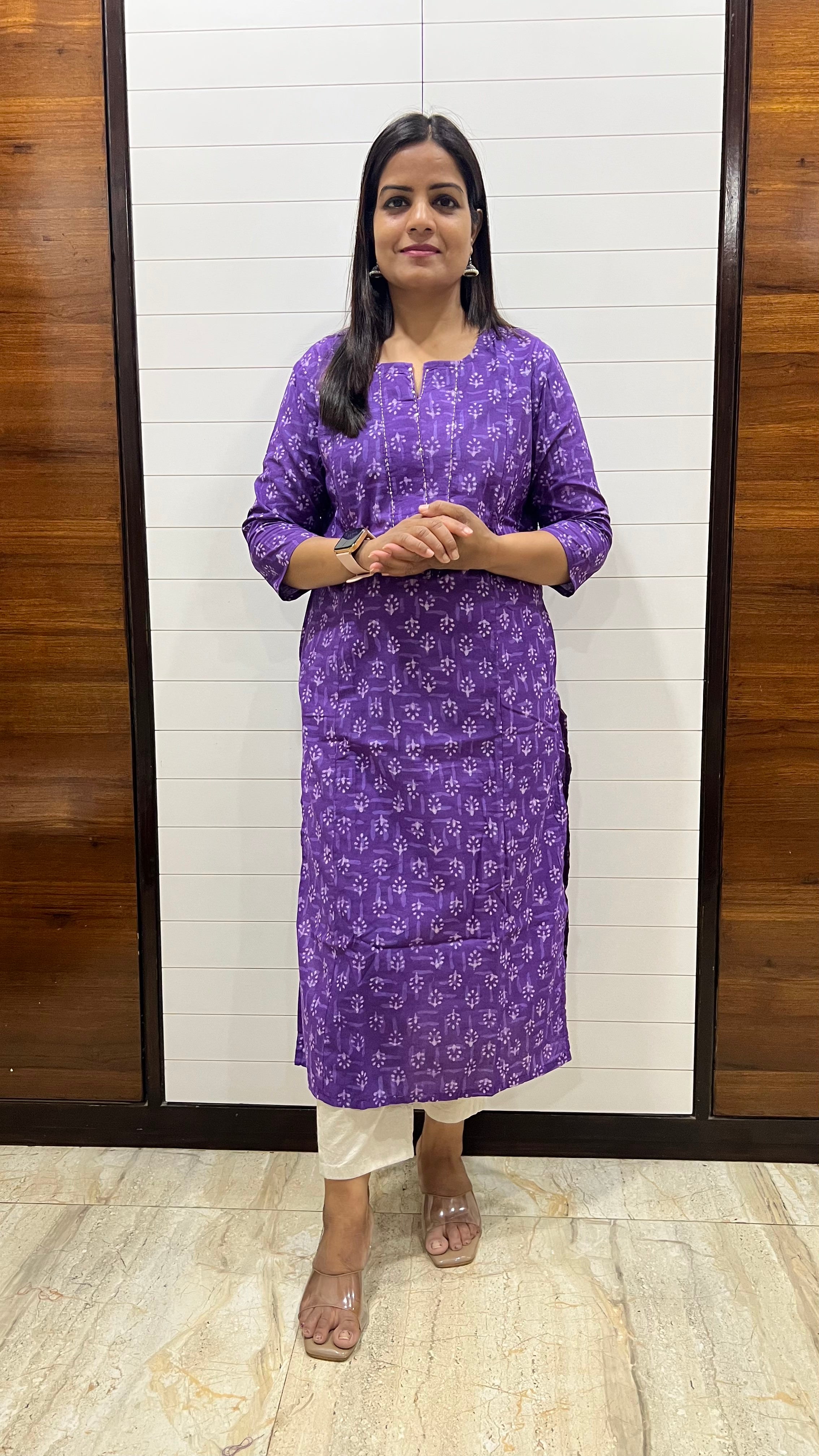 MUMZHUG Lavender Pure Handblock Cotton Print Feeding Kurta | Soft Maternity & Nursing Wear for Women