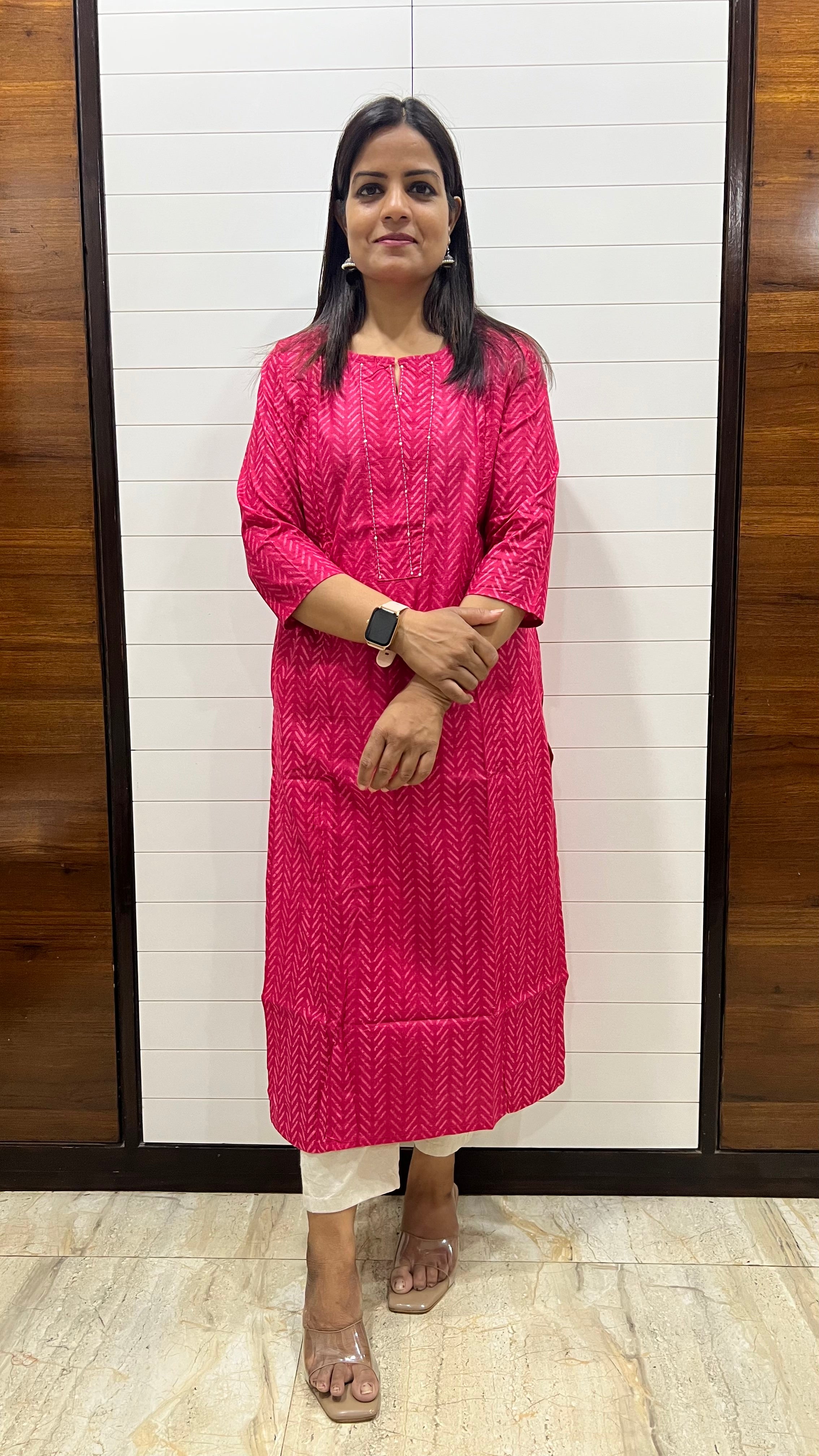 MUMZHUG Fuchsia Pure Cotton Printed Feeding Kurta | Comfortable Maternity & Nursing Wear for Women