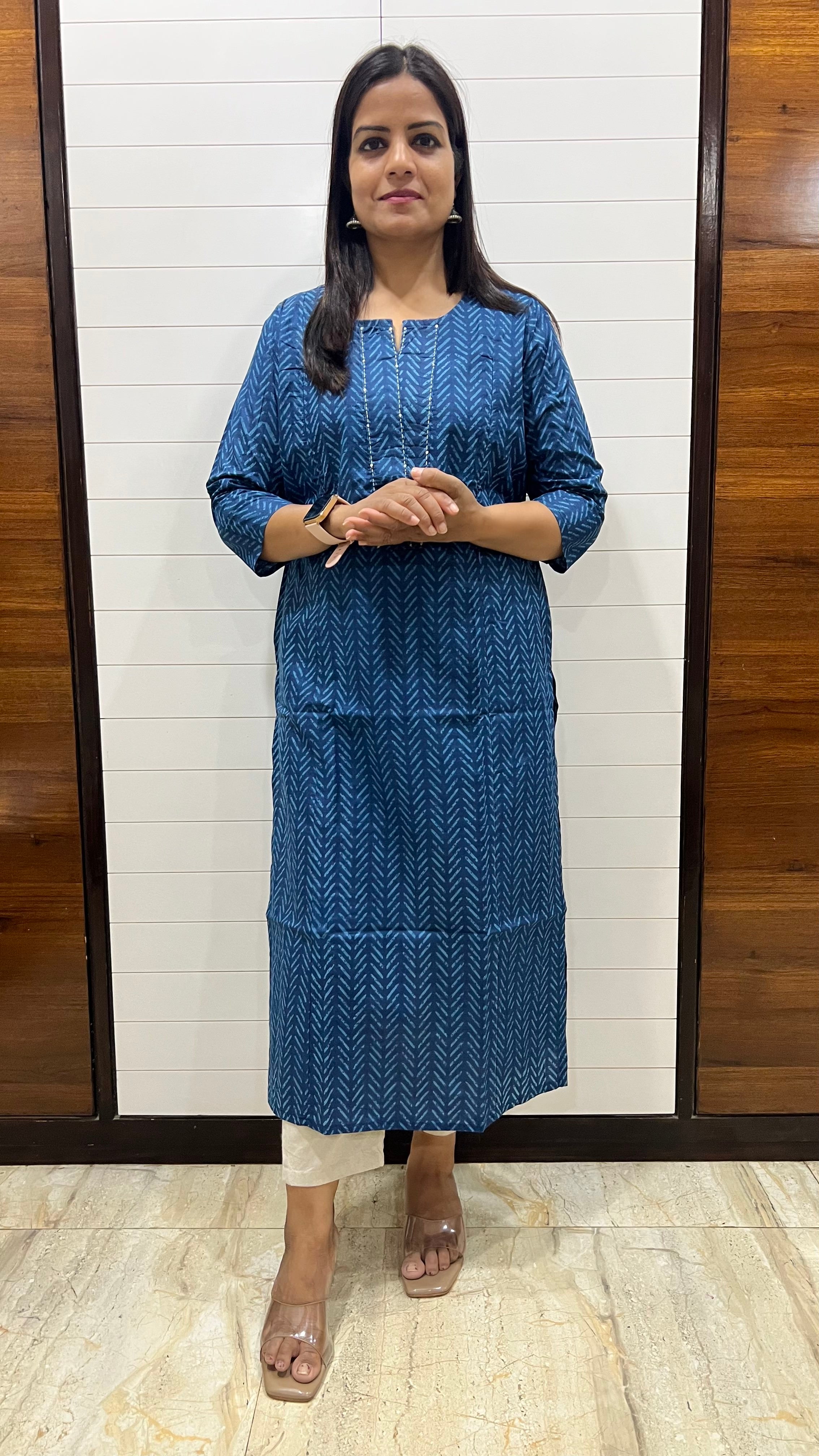 MUMZHUG Blue Pure Cotton Feeding Kurta | Hidden Nursing Zippers | Soft & Breathable Maternity Wear
