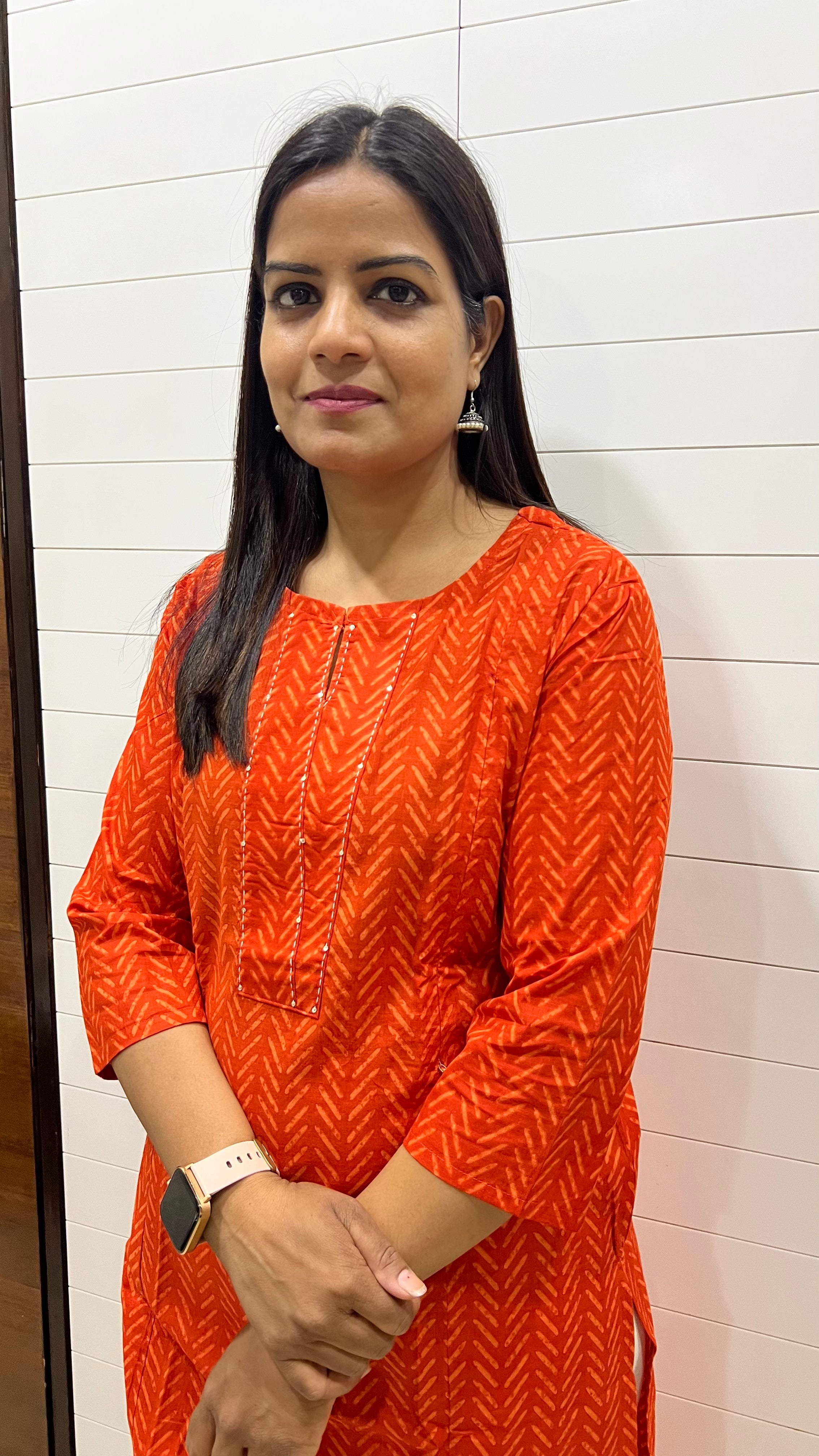MUMZHUG Rust Orange Pure Cotton Feeding Kurta | Hidden Nursing Zippers | Comfortable Maternity Wear