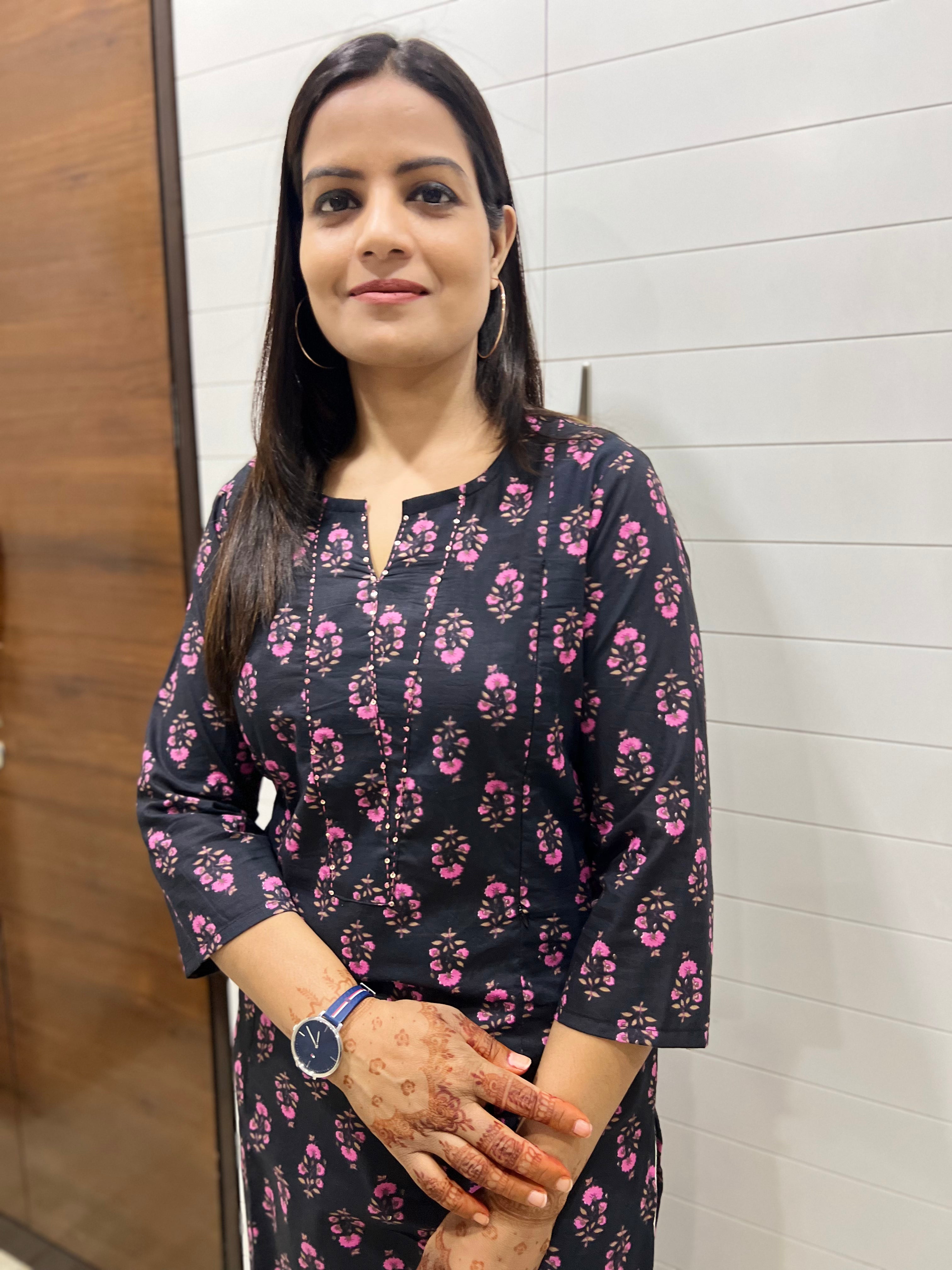 Mumzhug Black Pure Cotton Printed Feeding Kurta