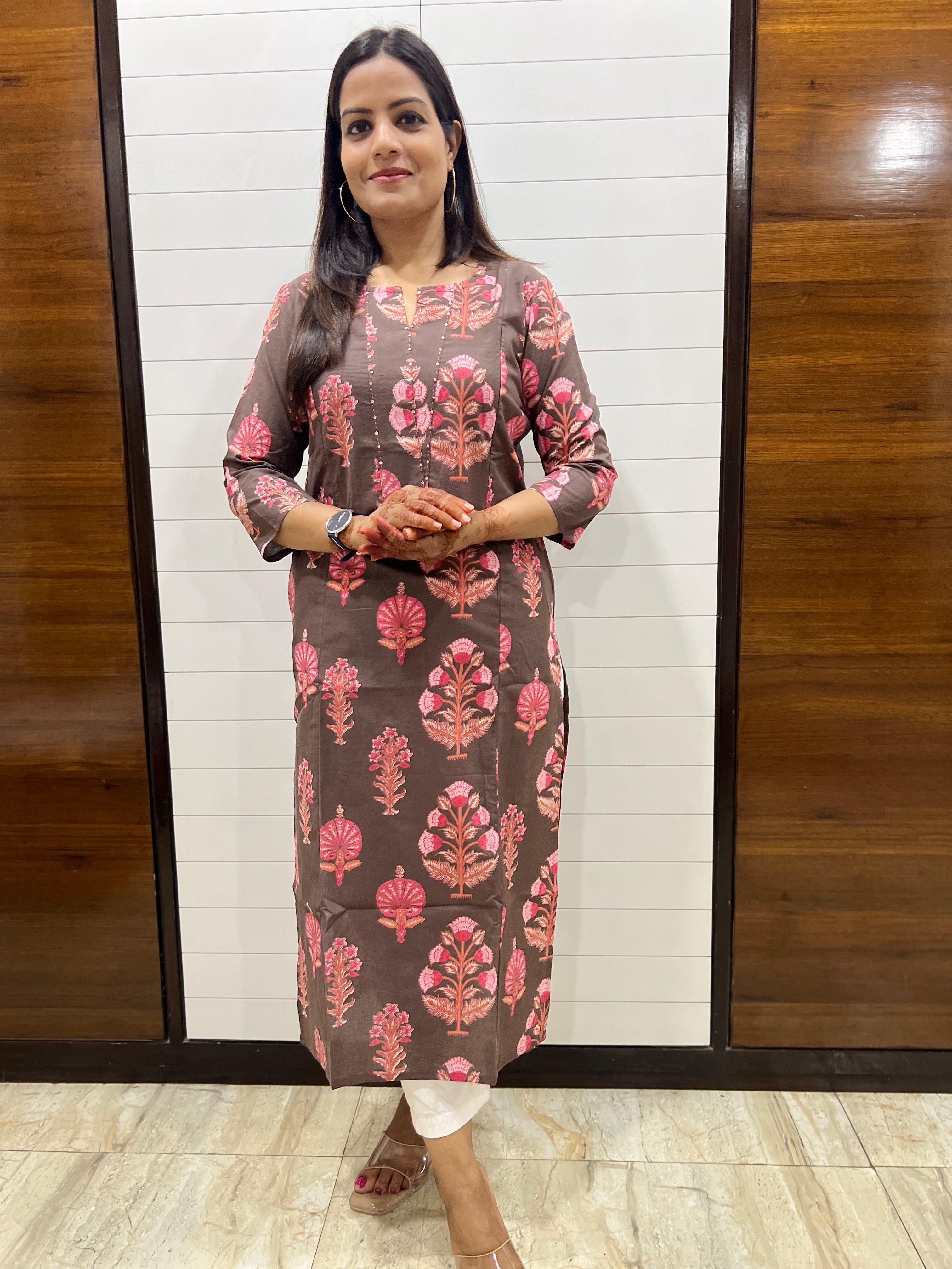 Mumzhug Pure Cotton Mouse Colored Printed Feeding Kurta