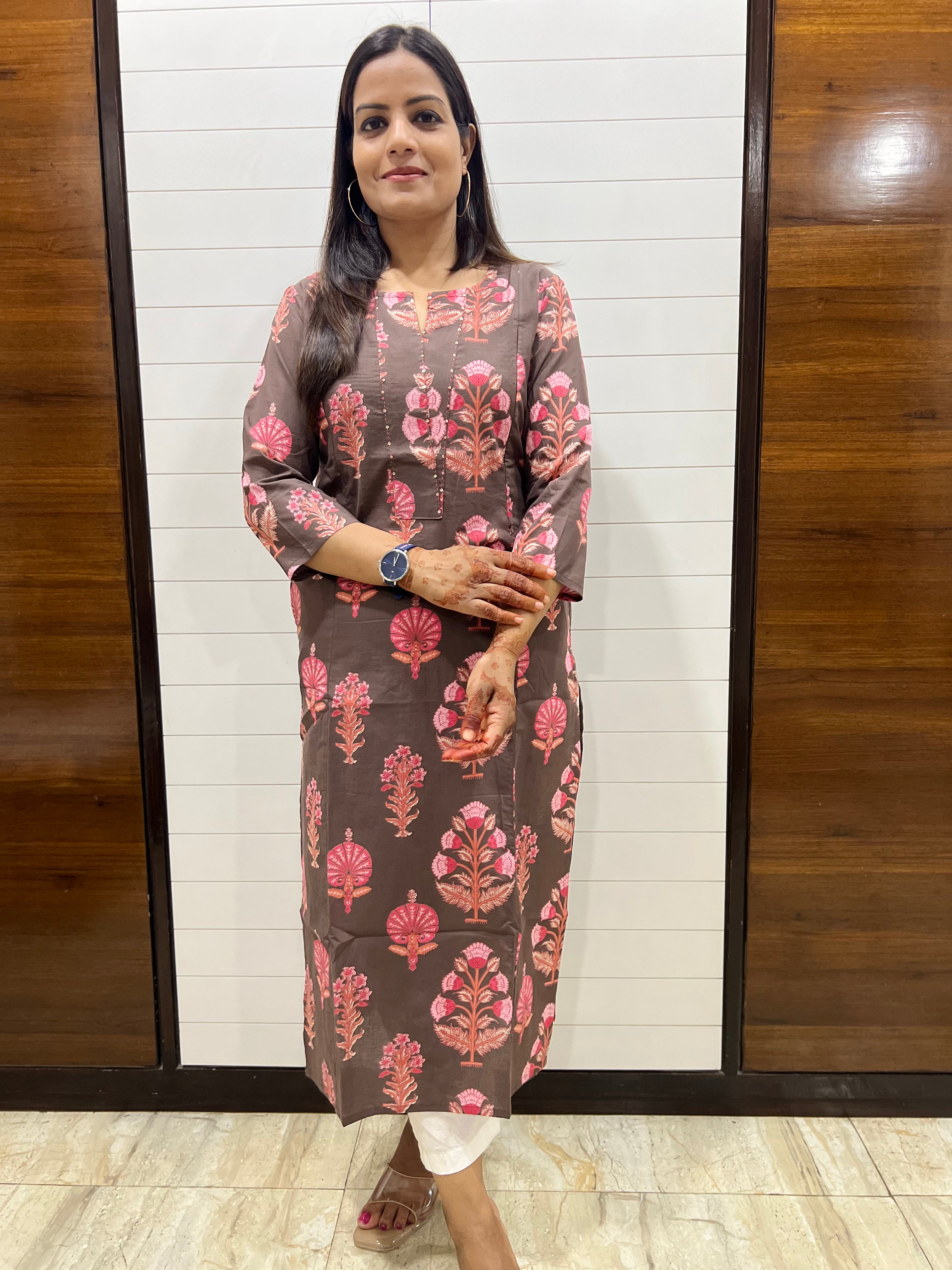 Mumzhug Pure Cotton Mouse Colored Printed Feeding Kurta