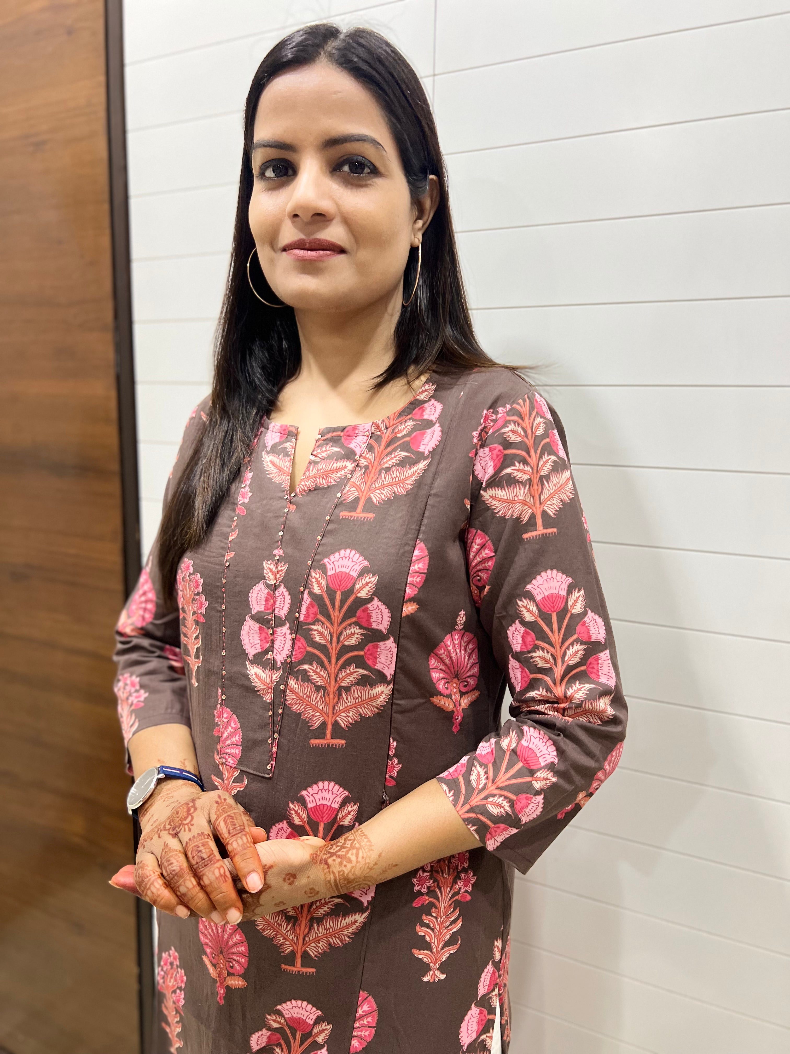 Mumzhug Pure Cotton Mouse Colored Printed Feeding Kurta