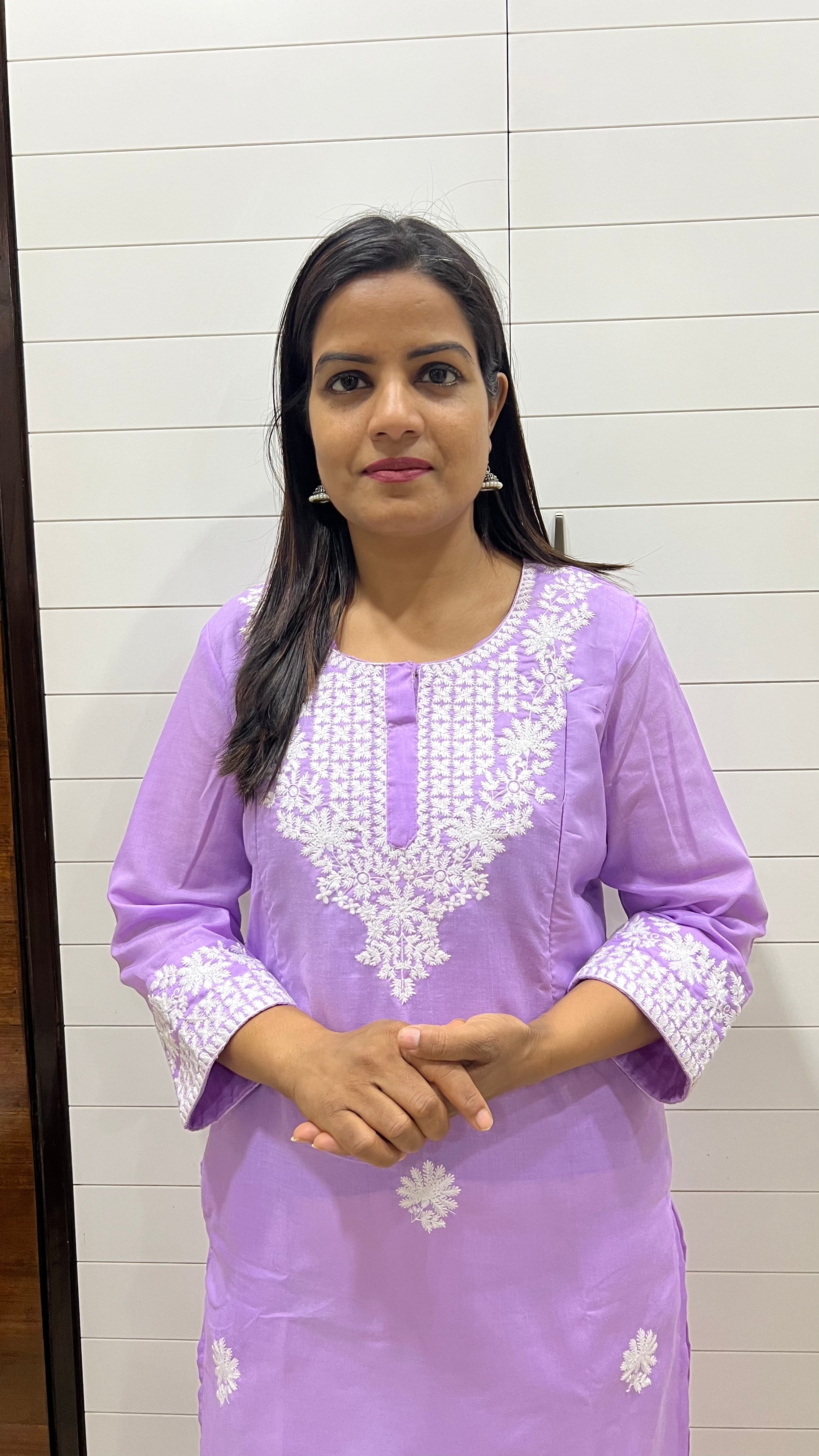 MUMZHUG Blend Cotton Embroidered Feeding Kurta with Attached Lining – Lavender Maternity & Nursing Kurta for Women