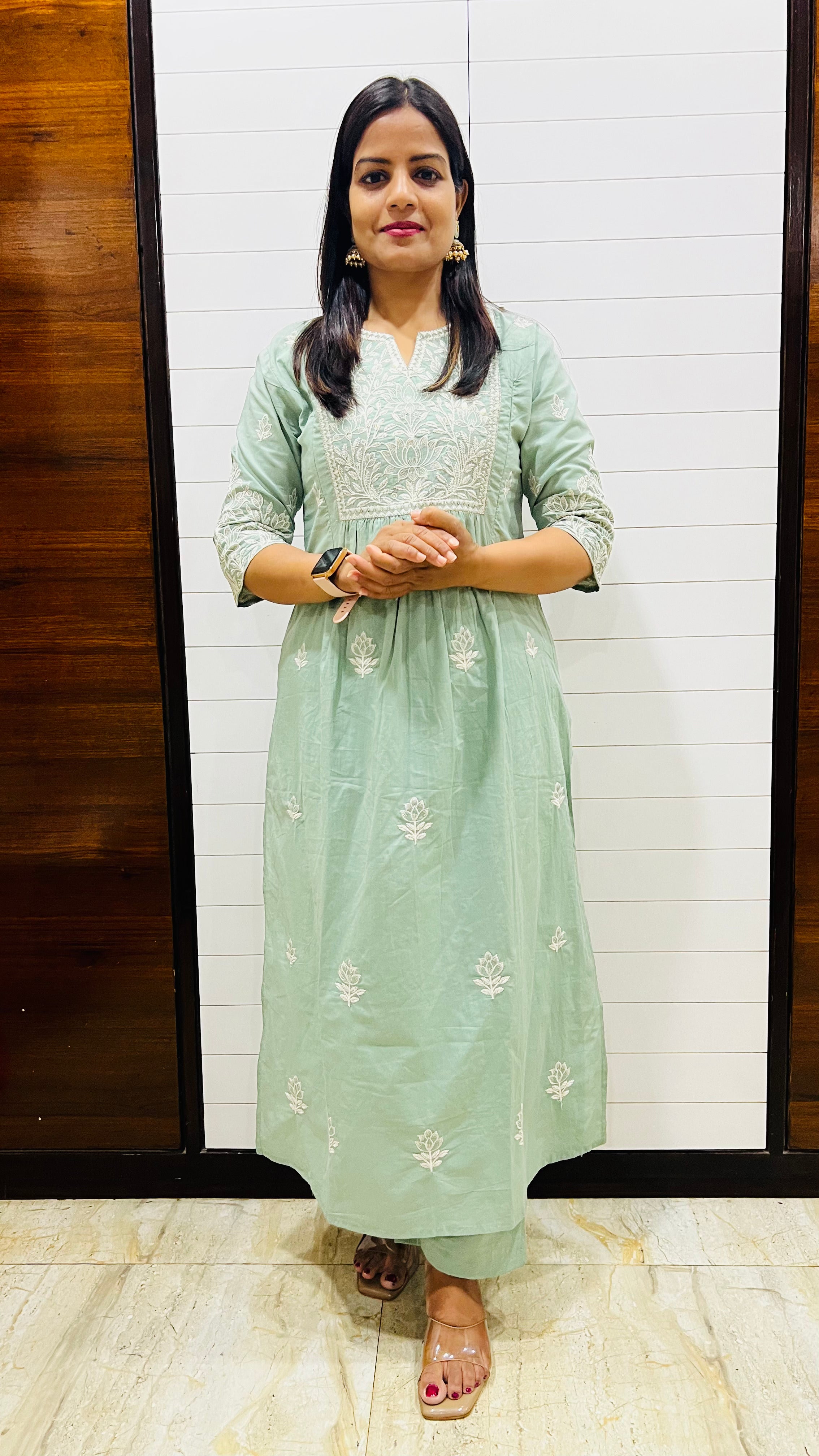 MUMZHUG Pure Cotton Aqua Embroidered Feeding & Maternity Kurta Pant with Dupatta Set | Soft Cotton Nursing Ethnic Wear for Women