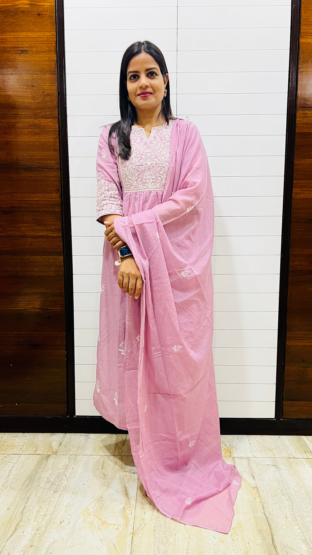 MUMZHUG Pure Cotton Lavender Feeding & Maternity Embroidered Kurta Pant with Dupatta Set | Soft Cotton Nursing Ethnic Wear for Women