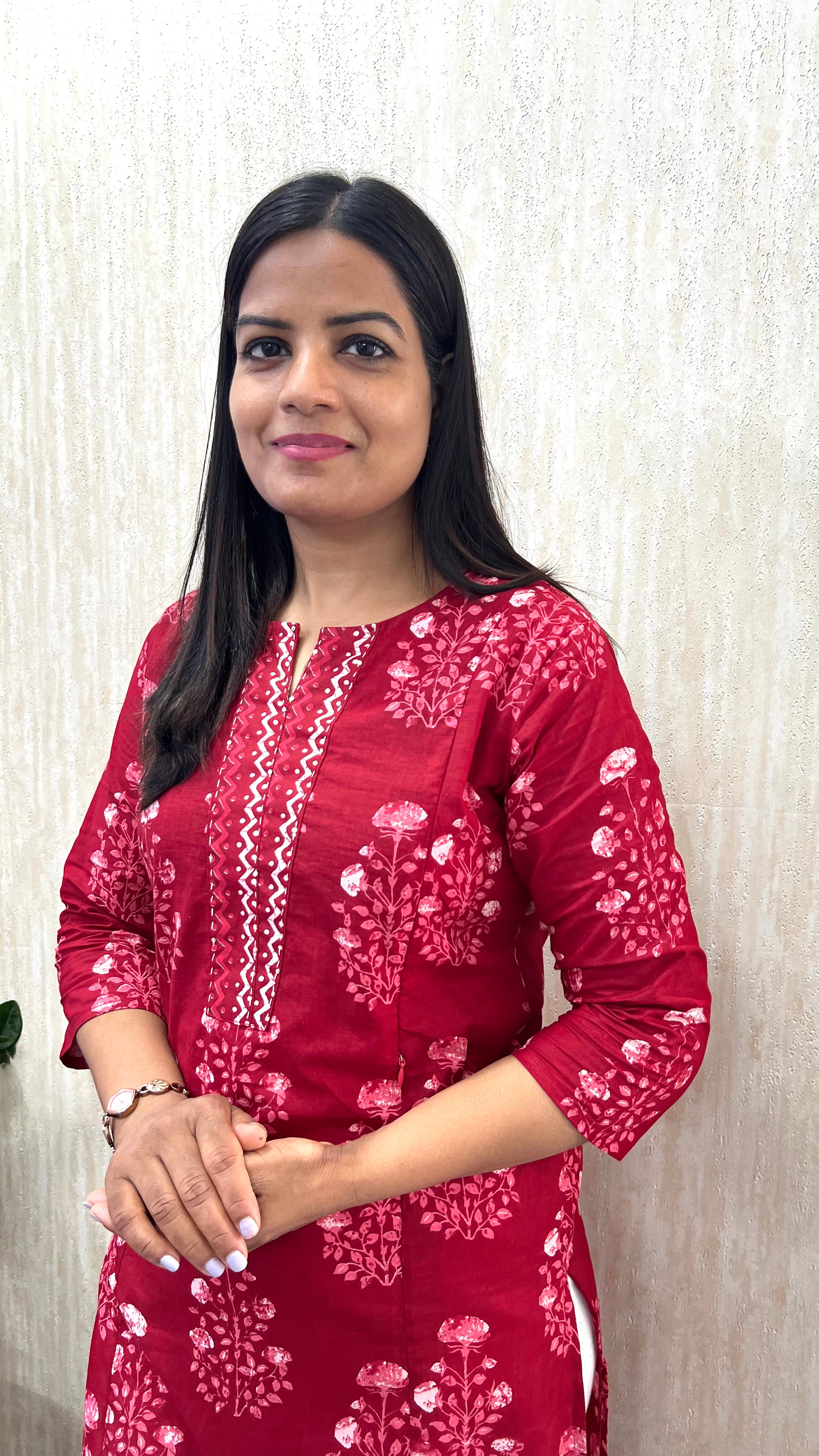 MUMZHUG Pure Cotton Jaipuri Print Feeding Kurta – Red Floral | Maternity & Nursing Wear