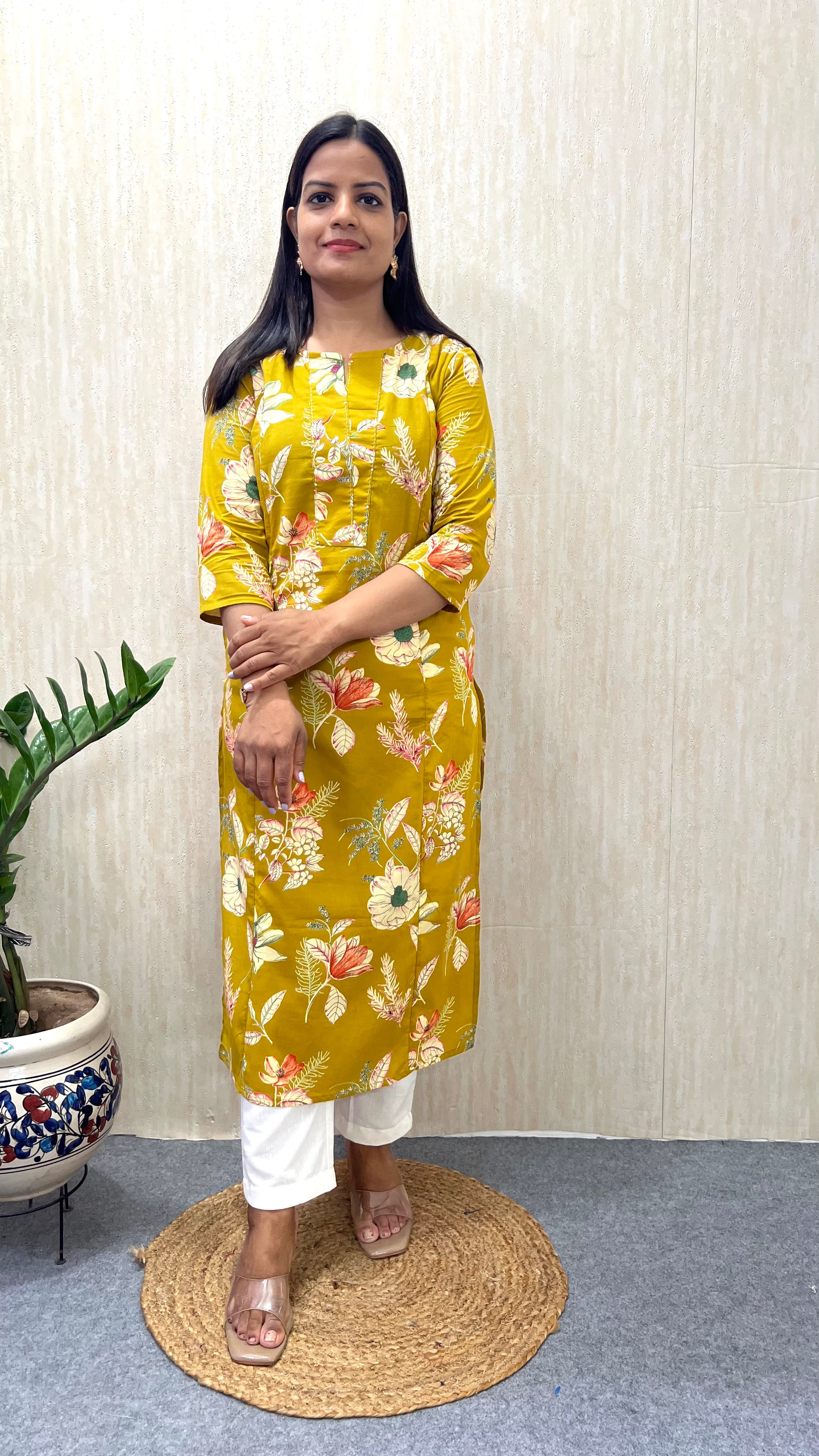 MUMZHUG Pure Cotton Jaipuri Print Feeding Kurta – Sunshine Yellow | Maternity & Nursing Wear