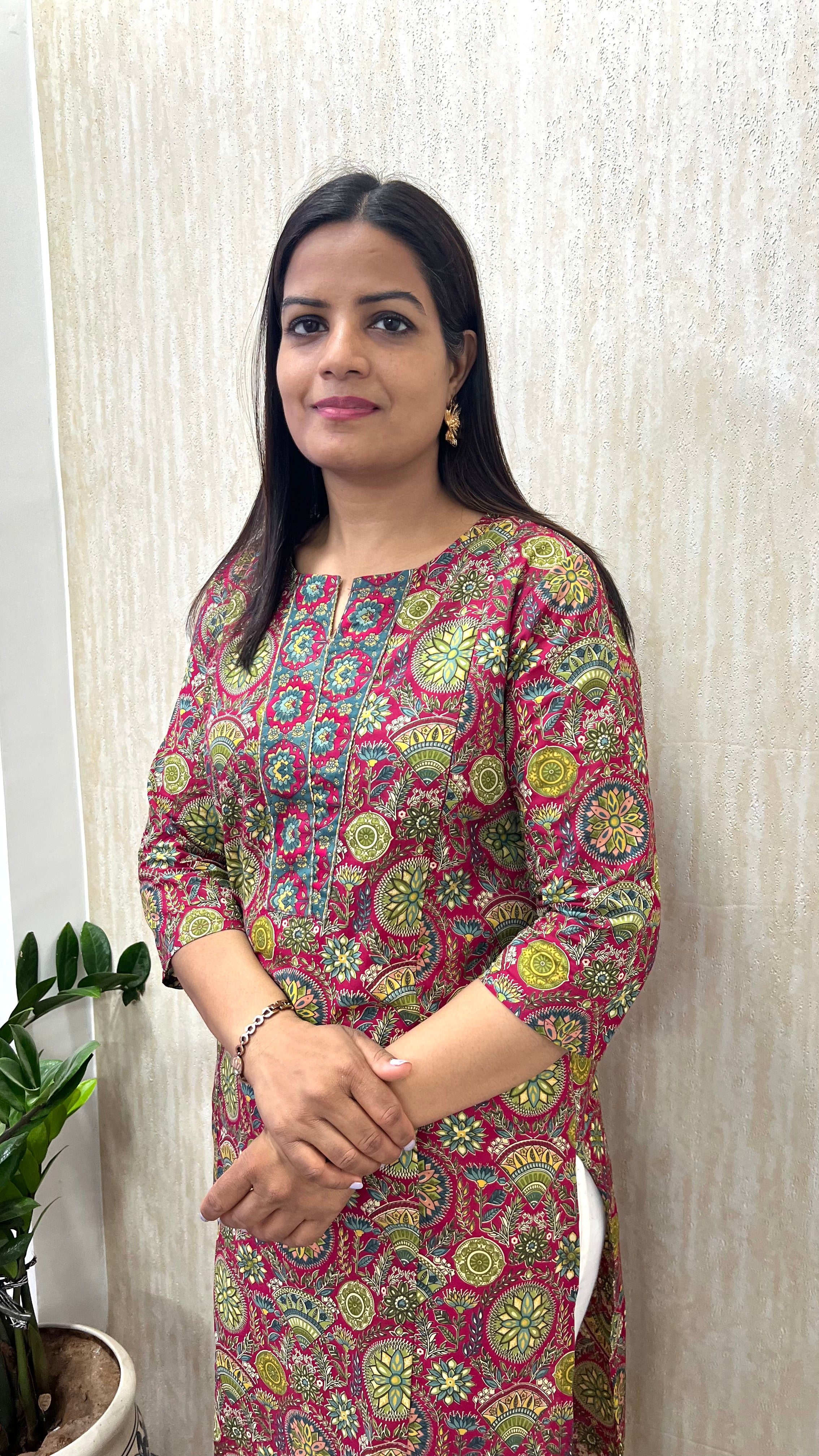 MUMZHUG Pure Cotton Jaipuri Print Feeding Kurta – Rani Pink | Maternity & Nursing Wear