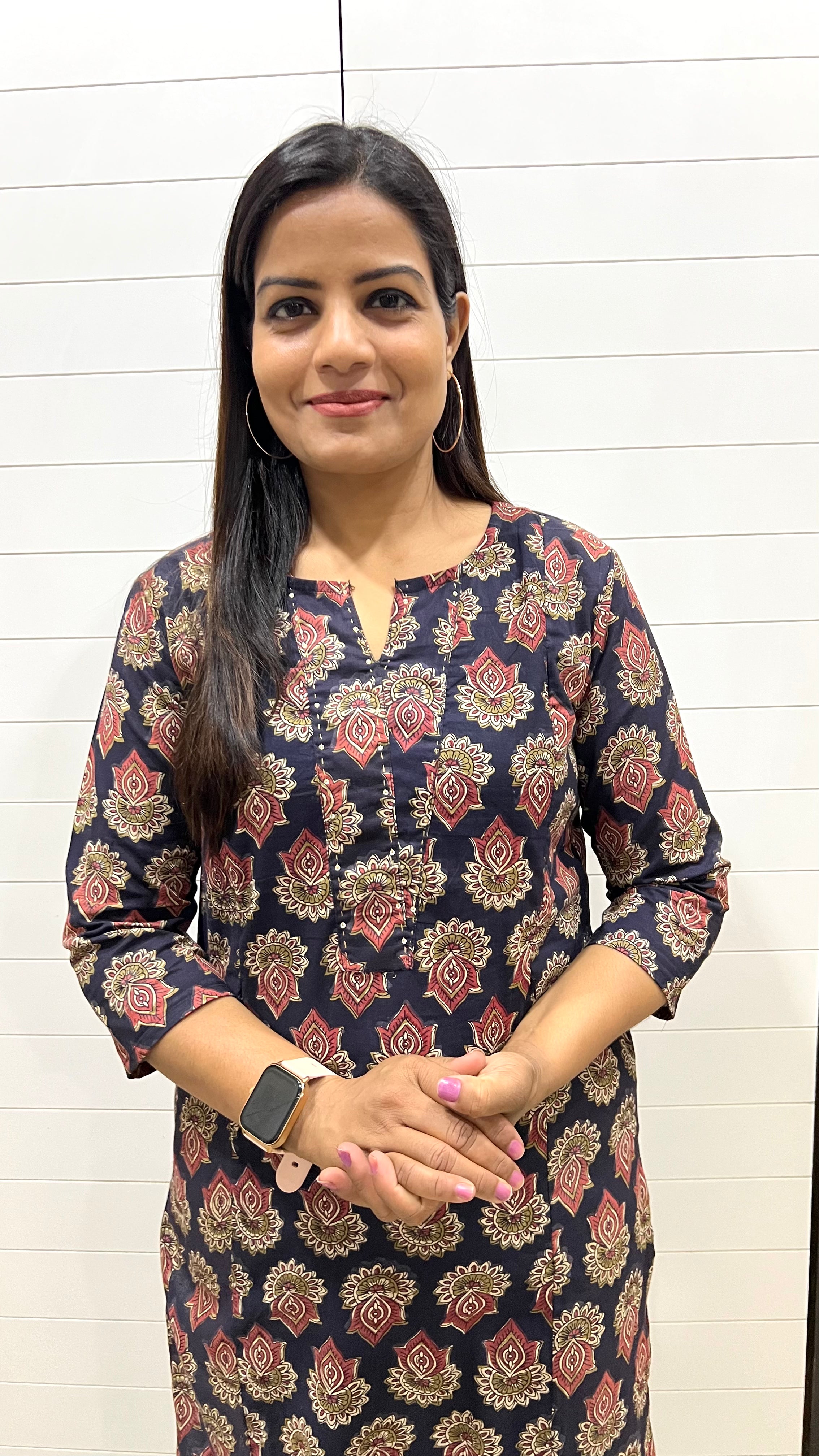 Mumzhug Pure Handblock Cotton Printed Feeding Kurta with Both Sided Feeding Zipper