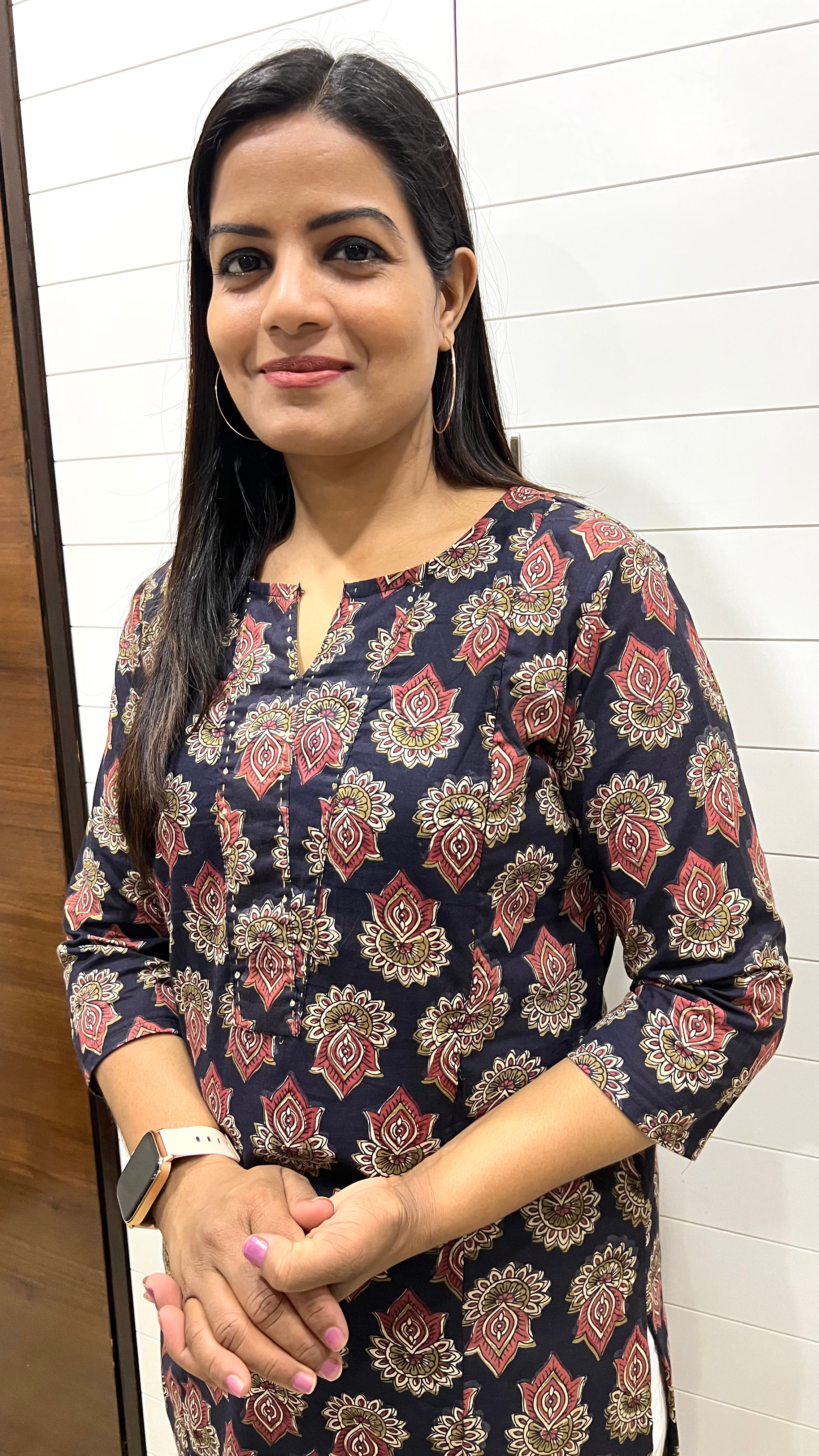 Mumzhug Pure Handblock Cotton Printed Feeding Kurta with Both Sided Feeding Zipper