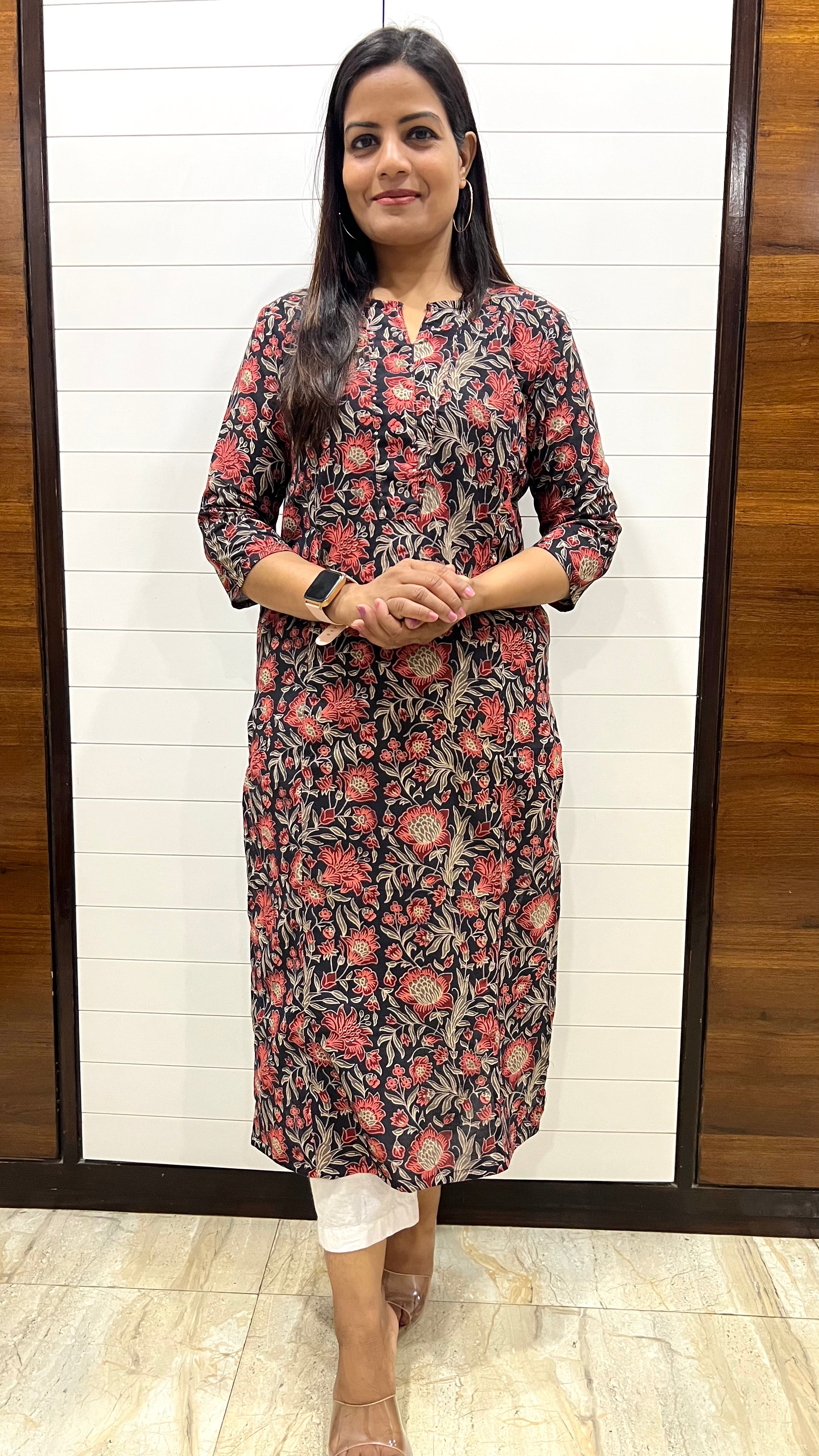 Mumzhug Pure Handblock Cotton Printed Feeding Kurta with Both Sided Feeding Zipper