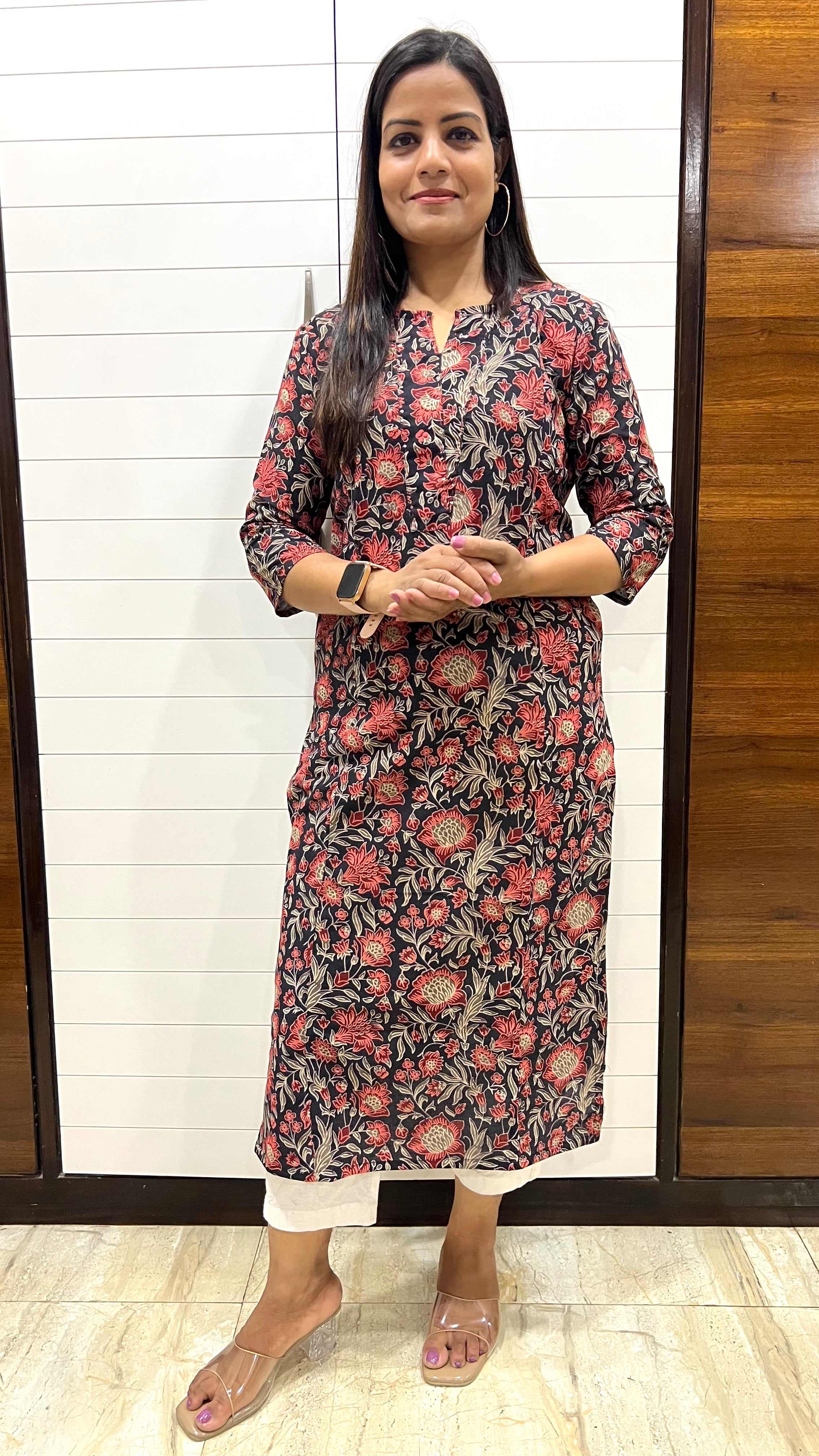 Mumzhug Pure Handblock Cotton Printed Feeding Kurta with Both Sided Feeding Zipper