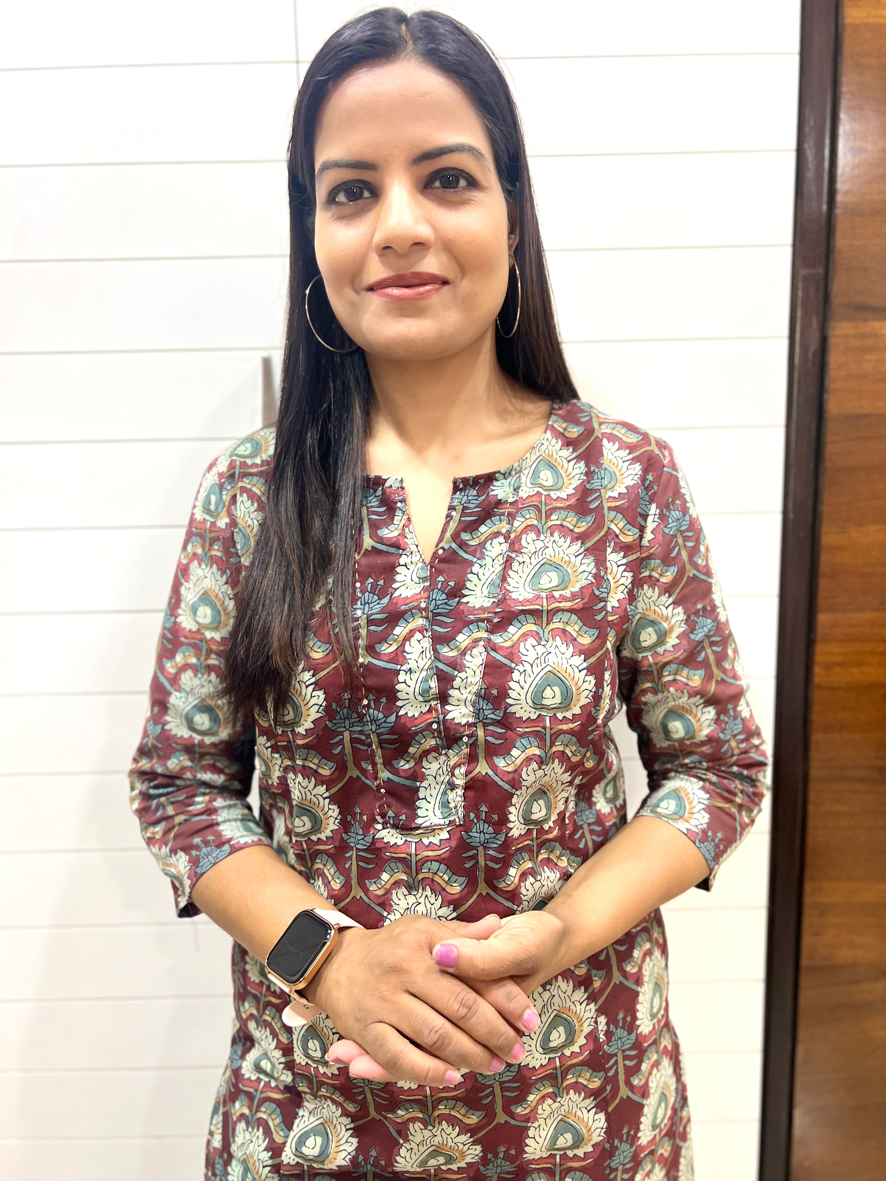 Mumzhug Pure Handblock Cotton Printed Feeding Kurta with Both Sided Feeding Zipper