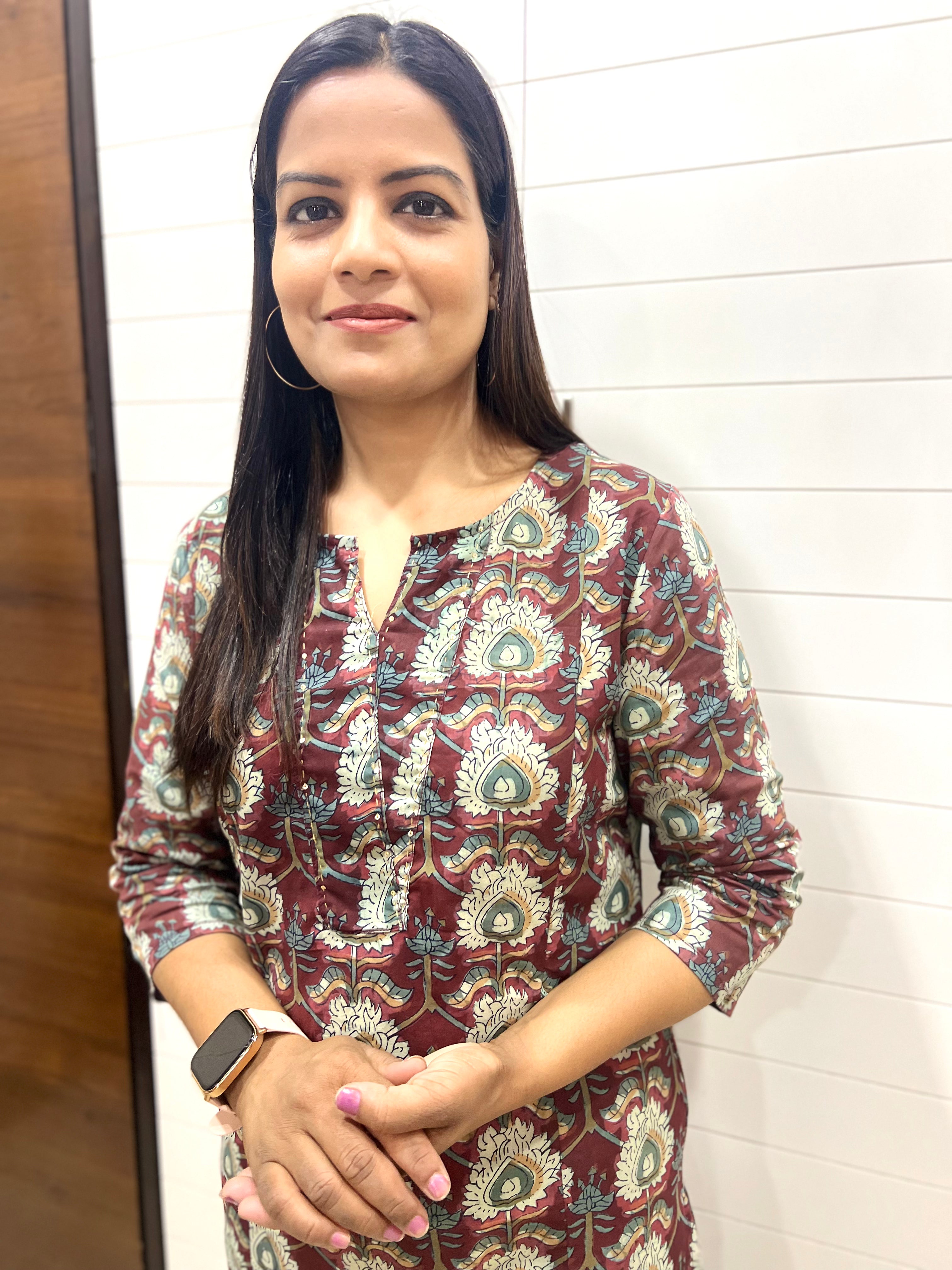 Mumzhug Pure Handblock Cotton Printed Feeding Kurta with Both Sided Feeding Zipper