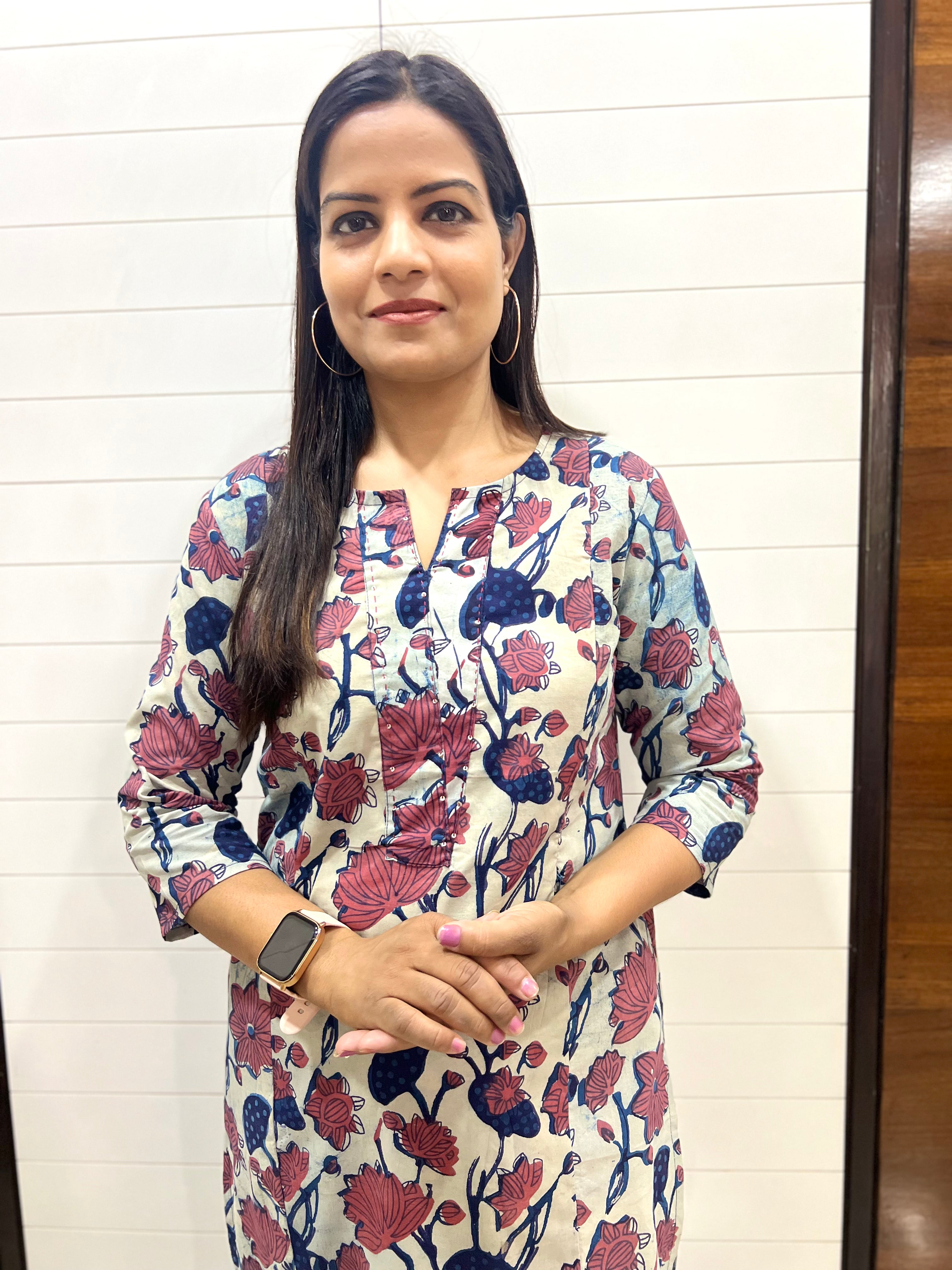 Mumzhug Pure Handblock Cotton Printed Feeding Kurta with Both Sided Feeding Zipper