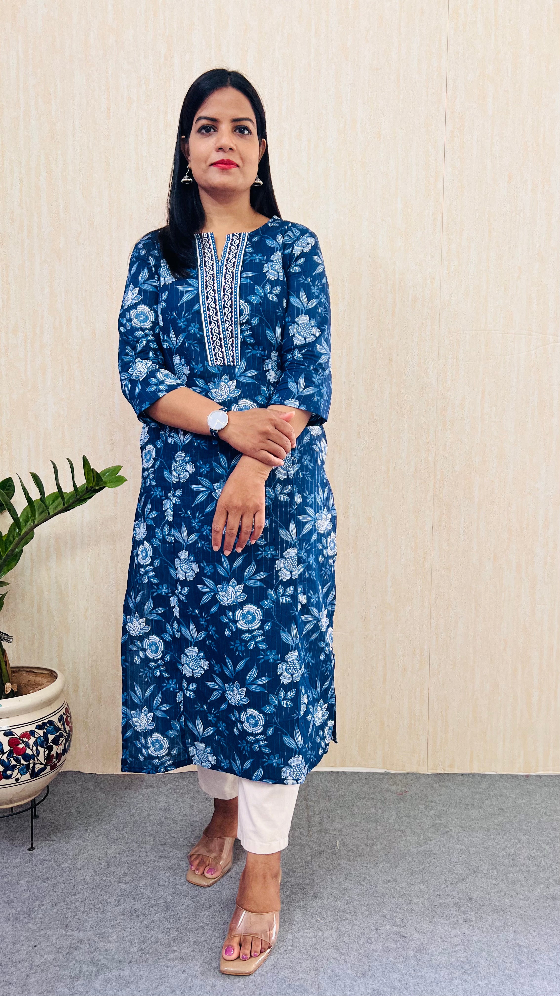 Mumzhug Jaipuri Print Pure Cotton Indigo Feeding Kurta | Nursing Kurta-DISPAYCH DATE 22-8-26