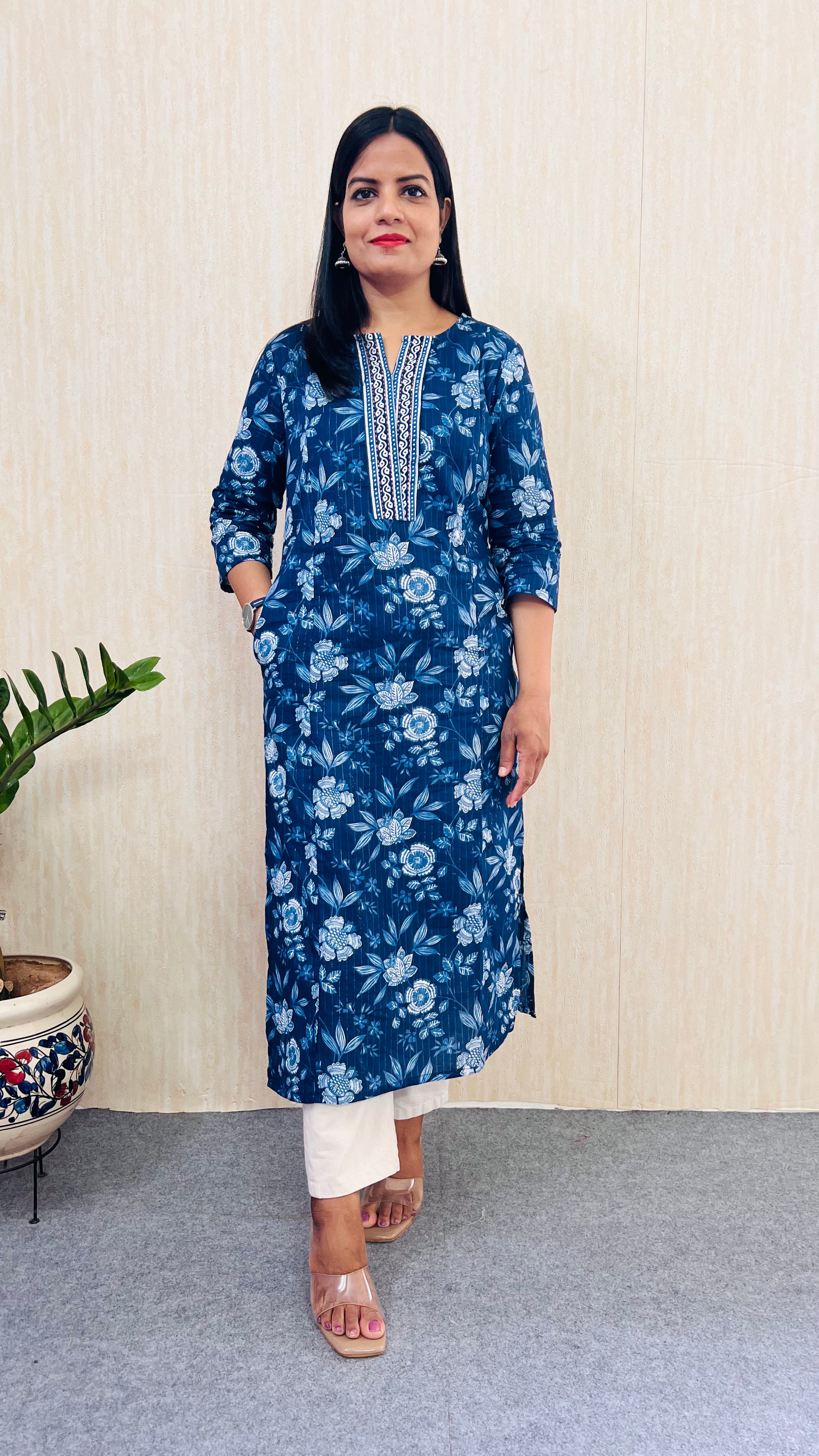 Mumzhug Jaipuri Print Pure Cotton Indigo Feeding Kurta | Nursing Kurta-DISPAYCH DATE 22-8-26