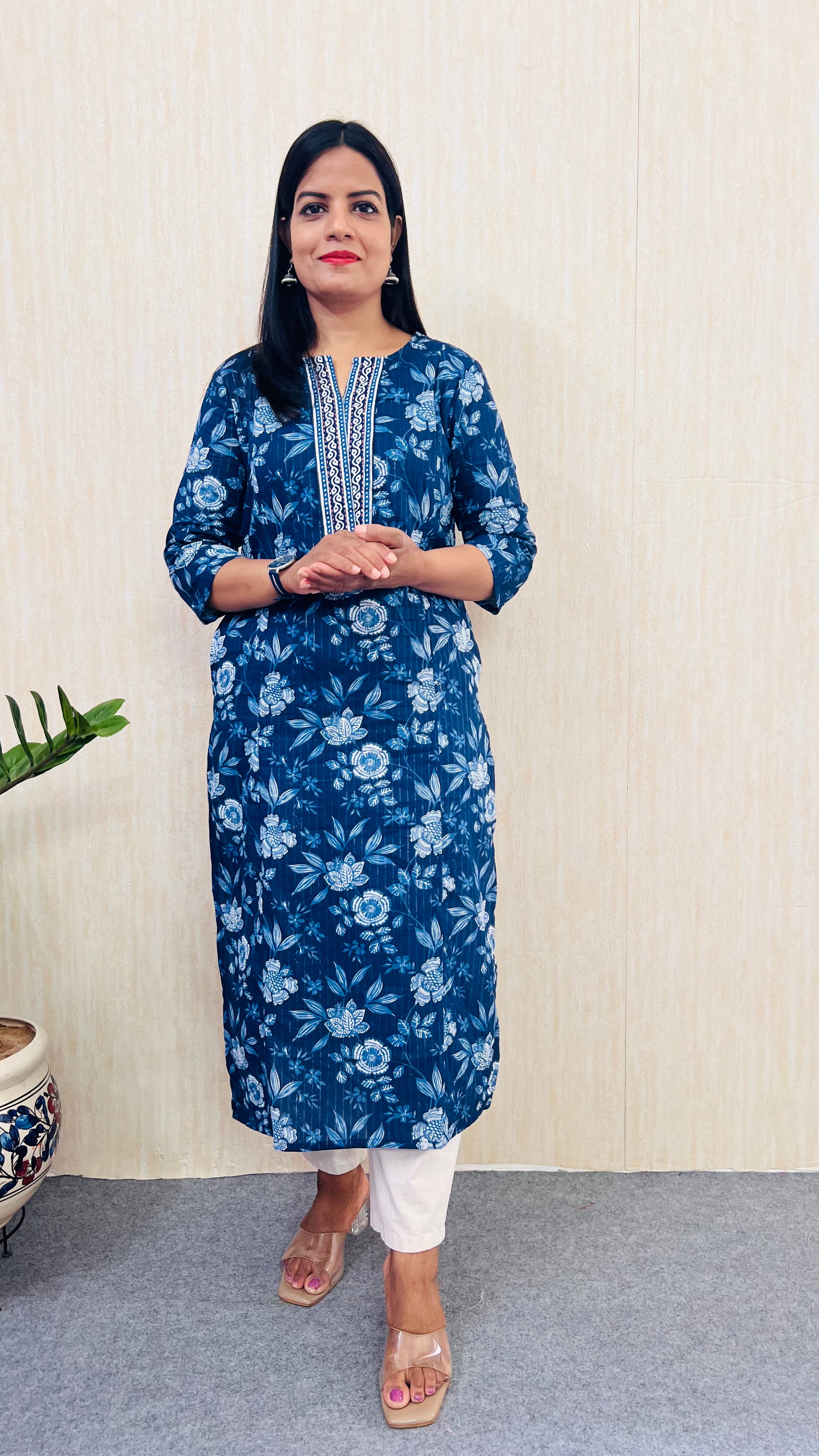 Mumzhug Jaipuri Print Pure Cotton Indigo Feeding Kurta | Nursing Kurta-DISPAYCH DATE 22-8-26