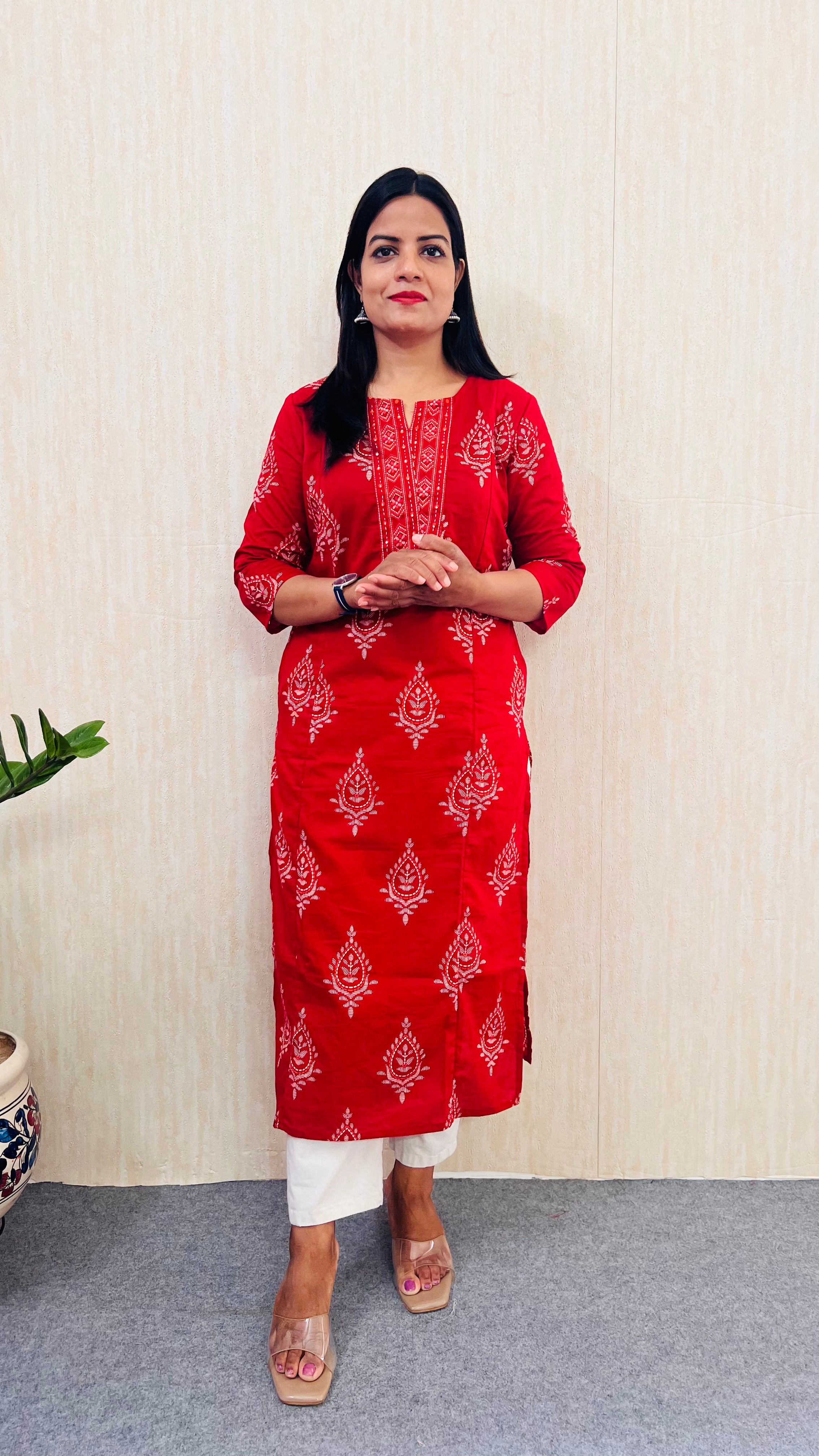 Mumzhug Red Bloom – Pure Cotton Jaipuri Feeding Kurta-Dispatching starts from 22nd August 2026.