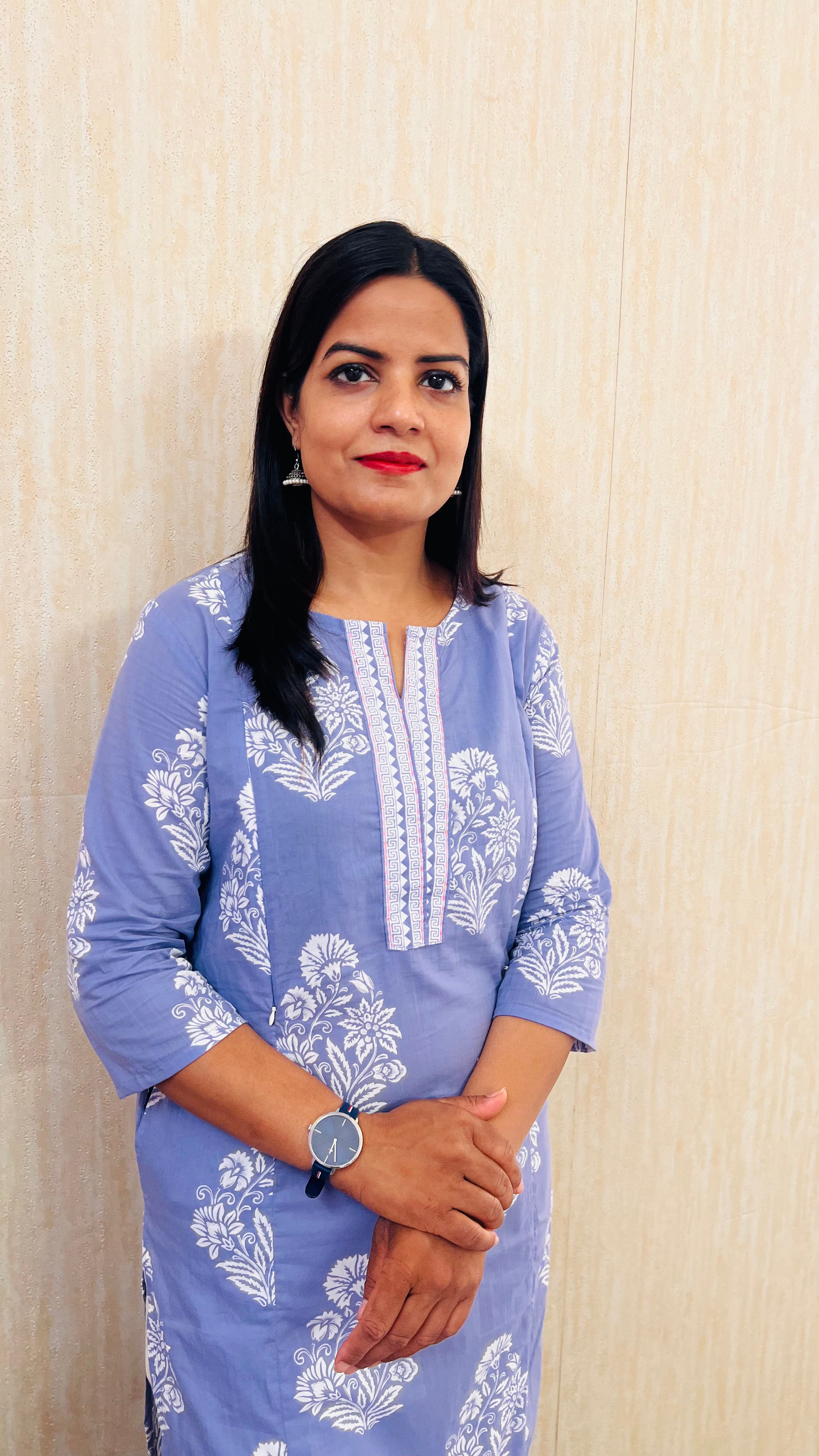 Mumzhug Powder Blue Bloom – Pure Cotton Jaipuri Feeding Kurta-Dispatching starts from 22nd August 2026.