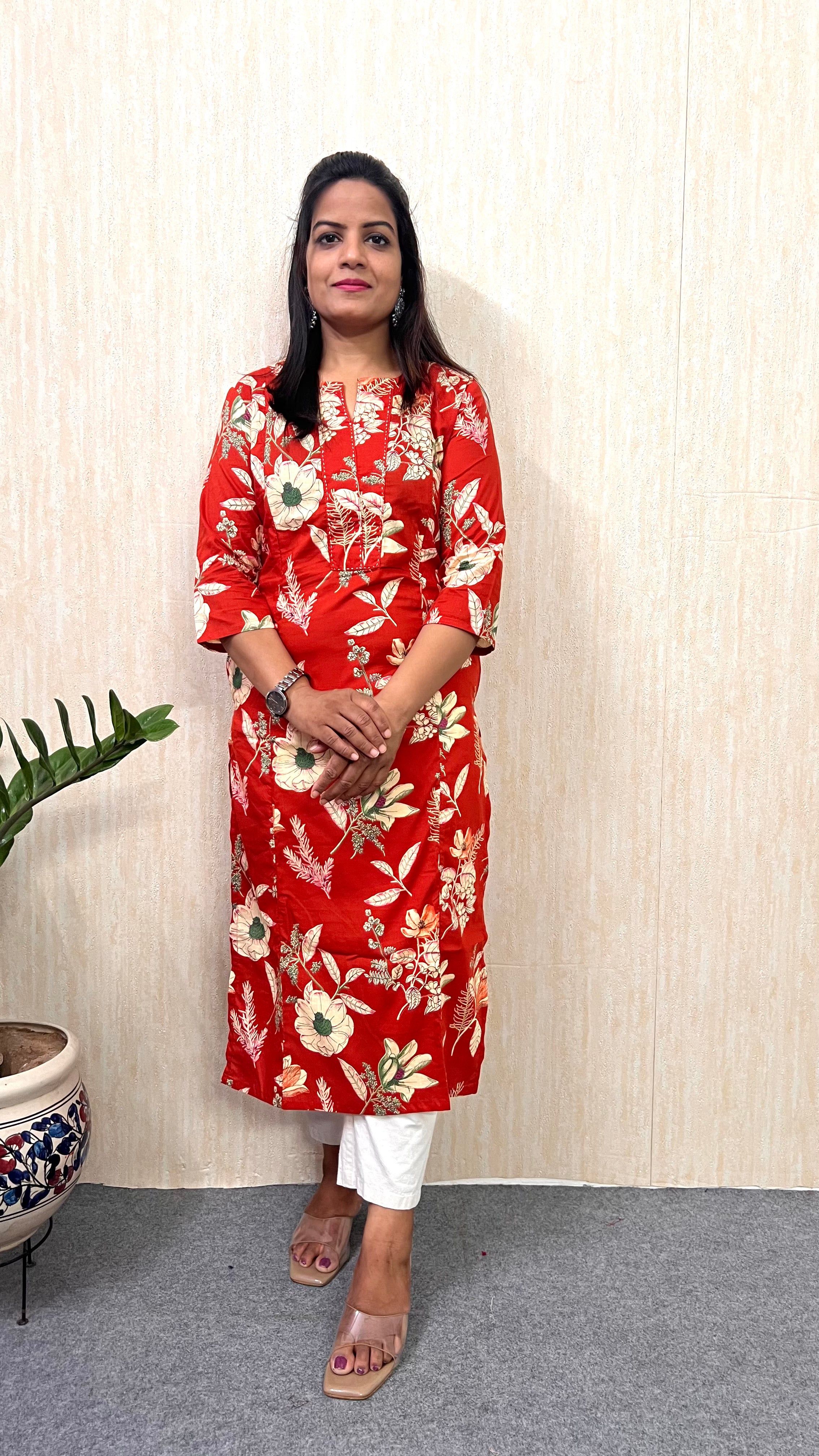 Mumzhug Rust Bloom – Pure Cotton Jaipuri Floral Feeding Kurta-Dispatching starts from 22nd August 2026.