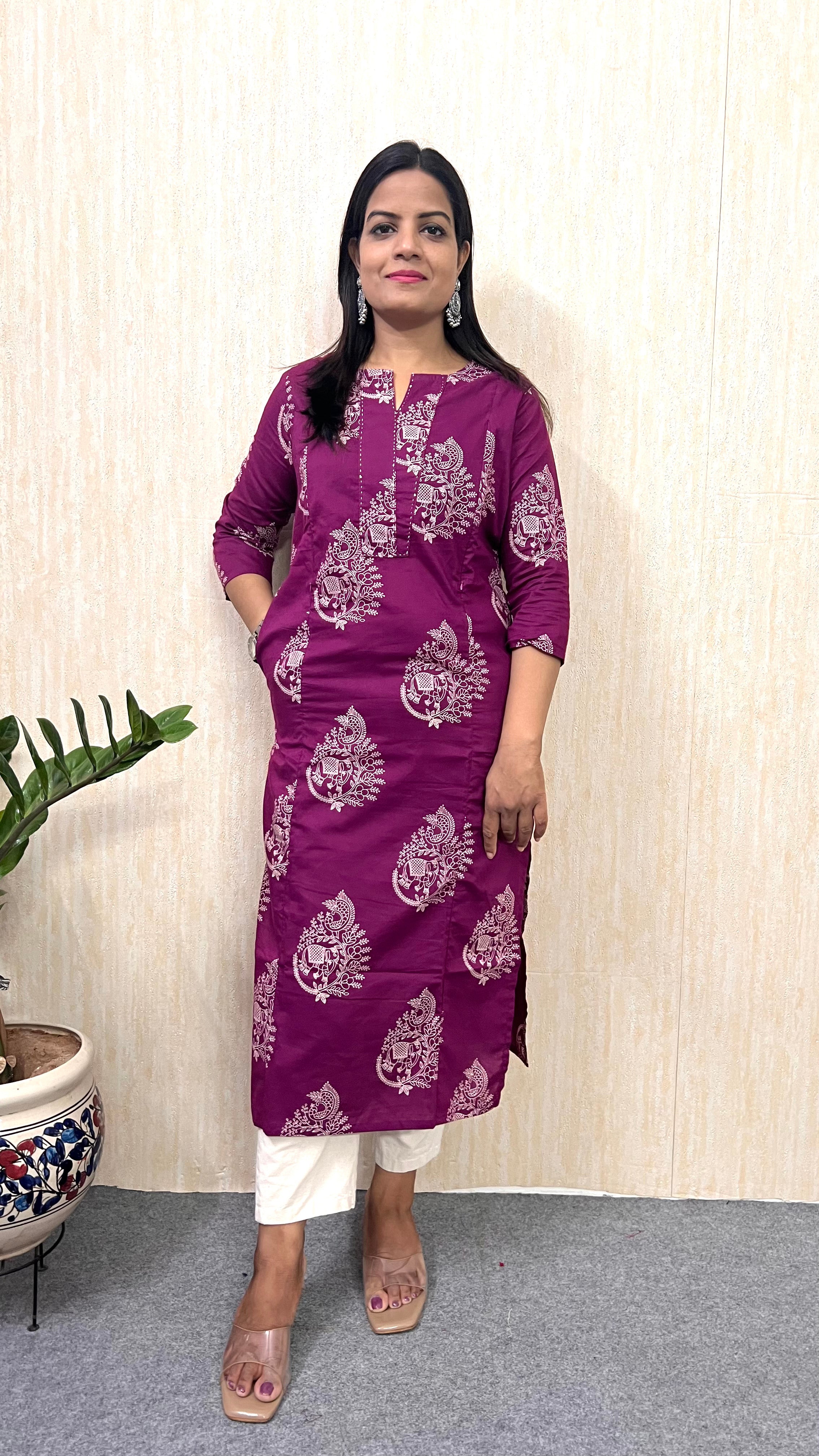 Mumzhug Wine Elephant – Pure Cotton Jaipuri Feeding Kurta-Dispatching starts from 22nd August 2026.