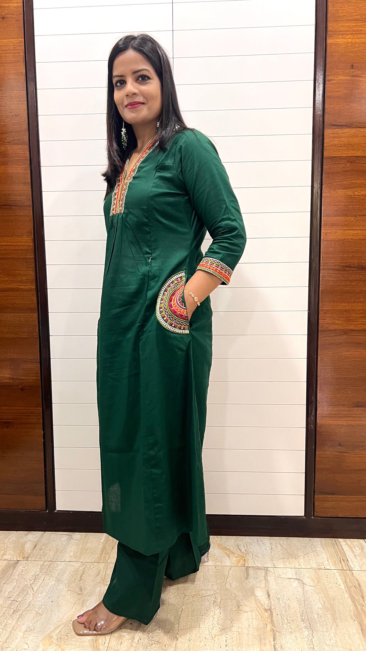 MUMZHUG Pure Cotton Bottle Green Embroidered Feeding & Maternity Kurta Pant with Chiffon Dupatta Set | Premium Nursing Wear | dispatch starts from-10TH OCTOBER