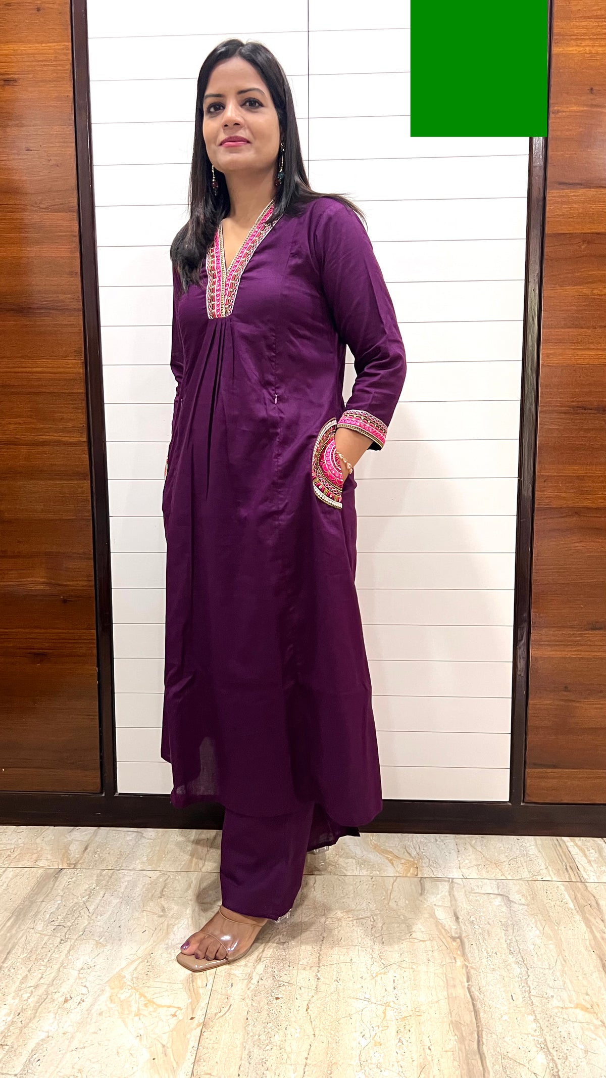 MUMZHUG Pure Cotton Wine Embroidered Feeding & Maternity Kurta Pant with Chiffon Dupatta Set | Nursing Wear for Moms | Dispatch Starts from 10TH OCTOBER
