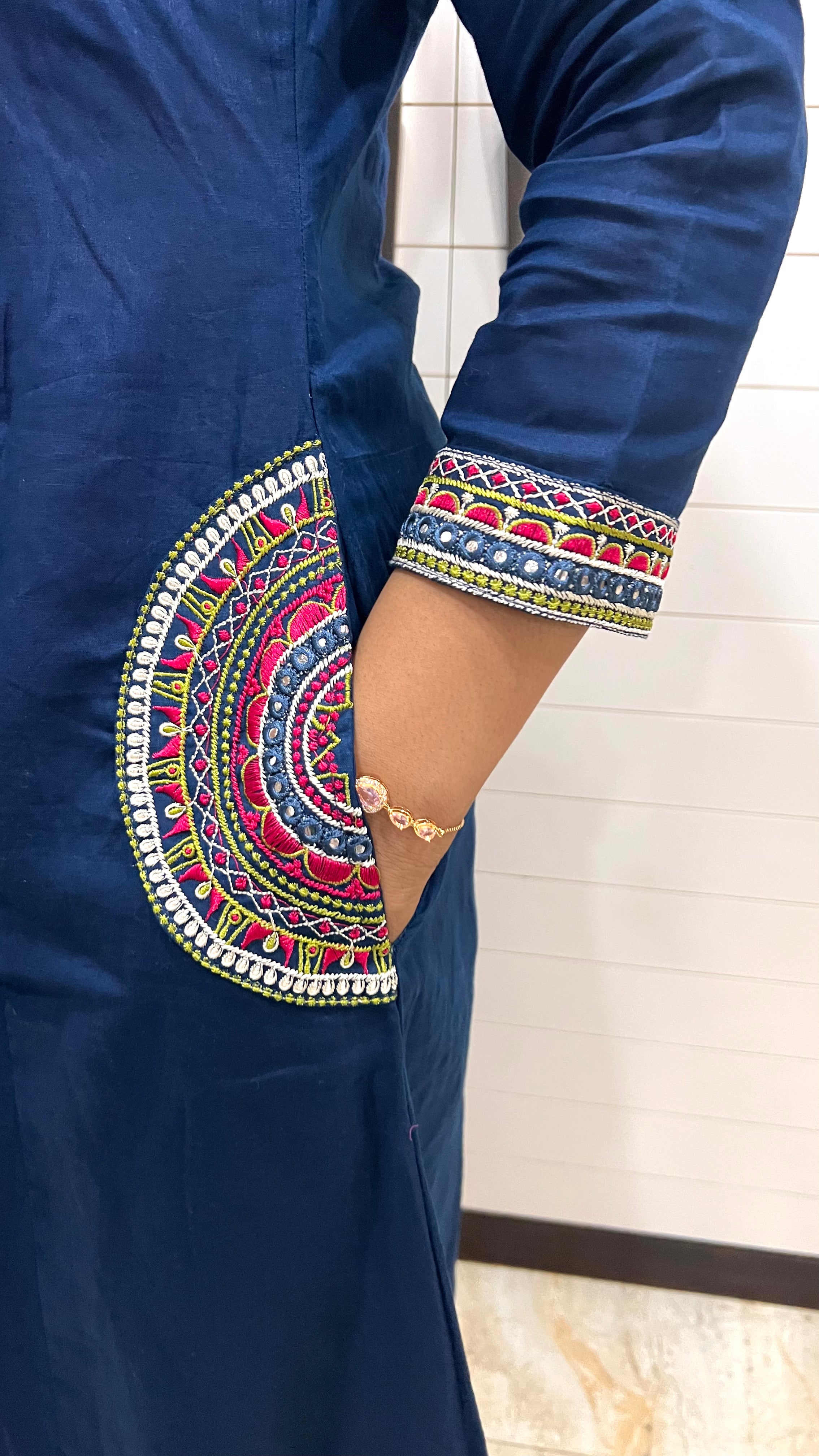 MUMZHUG Pure Cotton Blue Embroidered Feeding & Maternity Kurta Pant with Chiffon Dupatta Set | Nursing Wear for Moms | Dispatch Starts from 8th september
