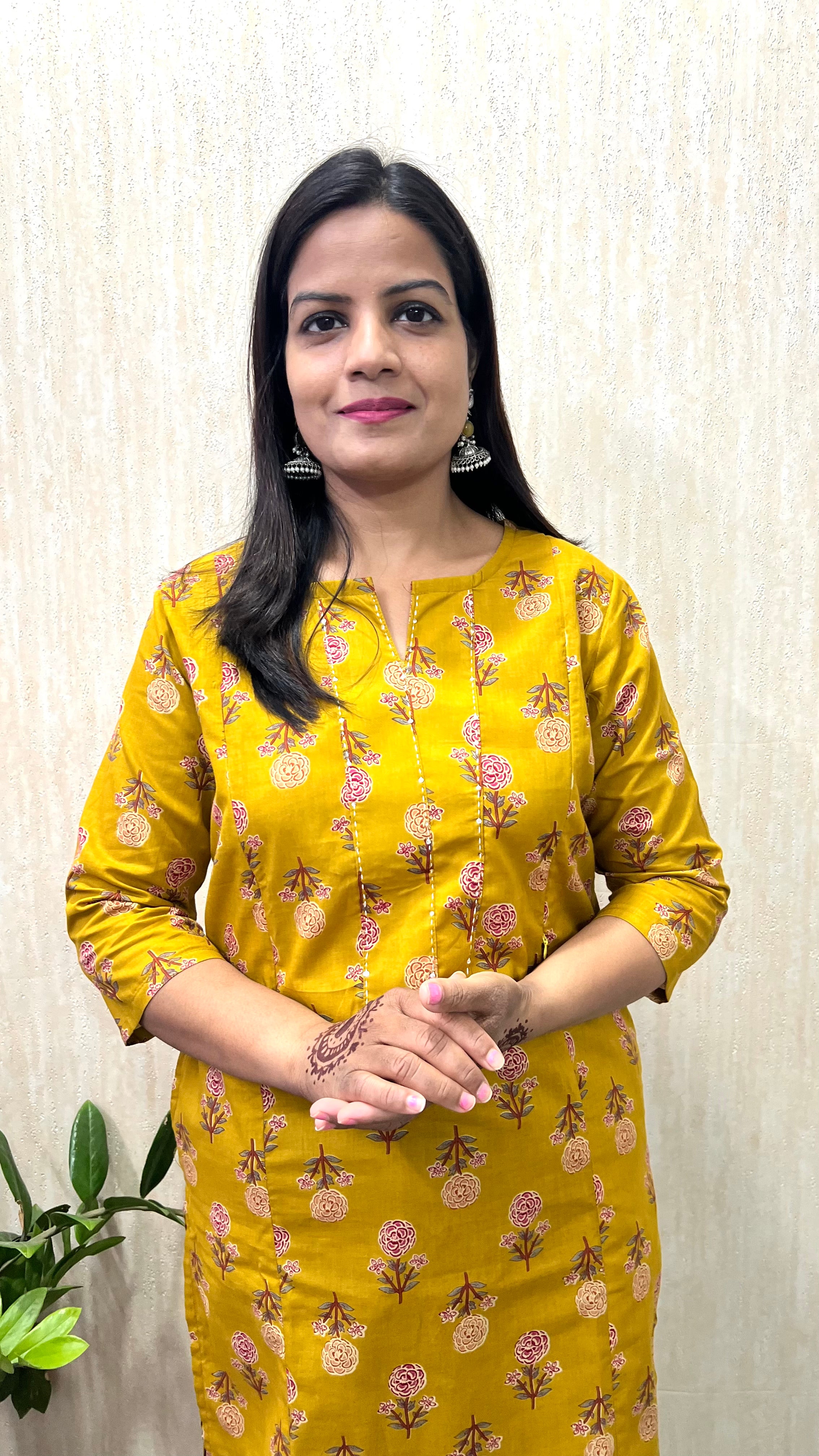 MUMZHUG Pure Cotton Yellow Booti Jaipuri Feeding Kurta | Nursing Kurta
