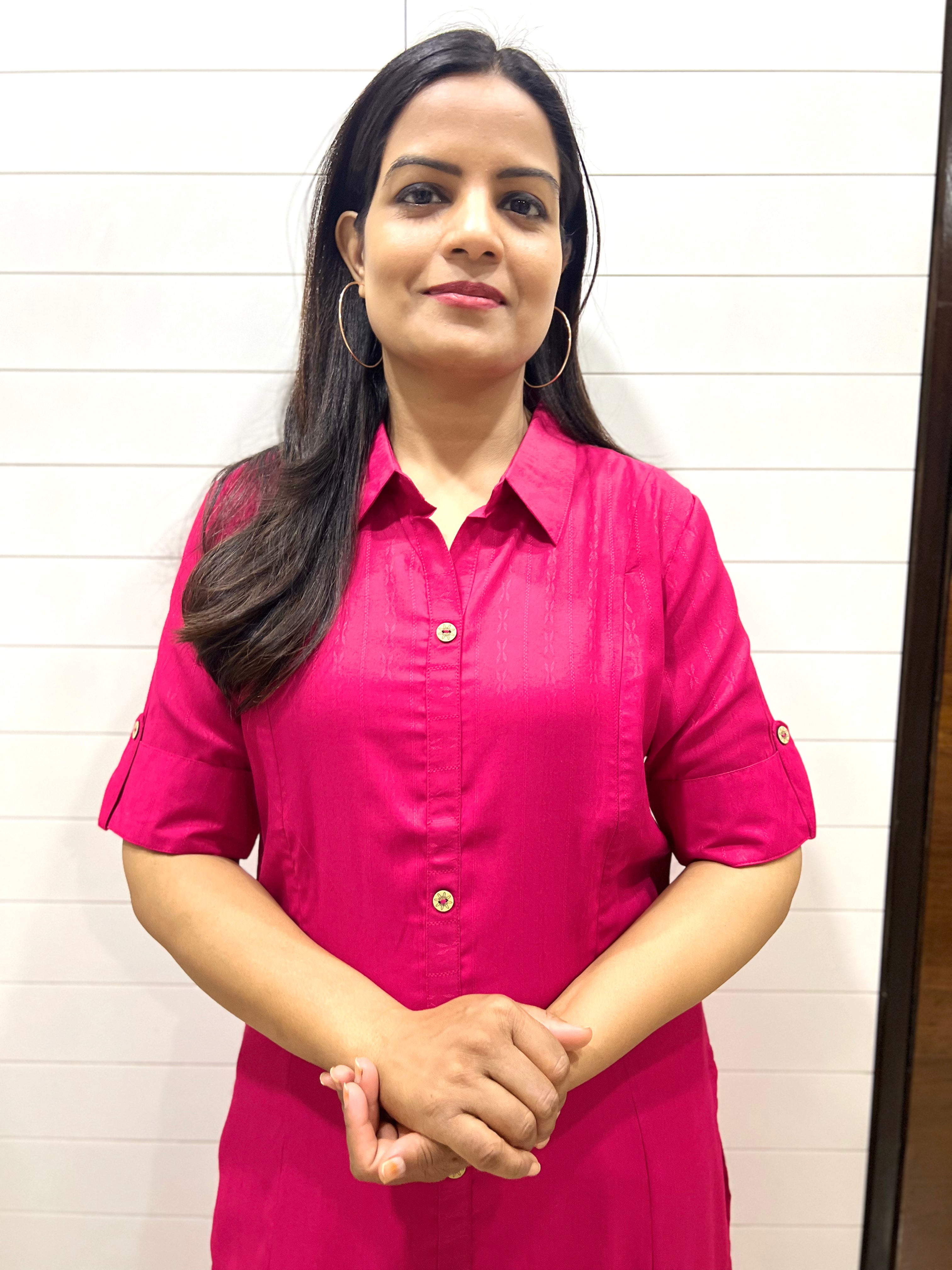 Mumzhug Fuchsia Viscose Rayon A-line Feeding Kurta RANI