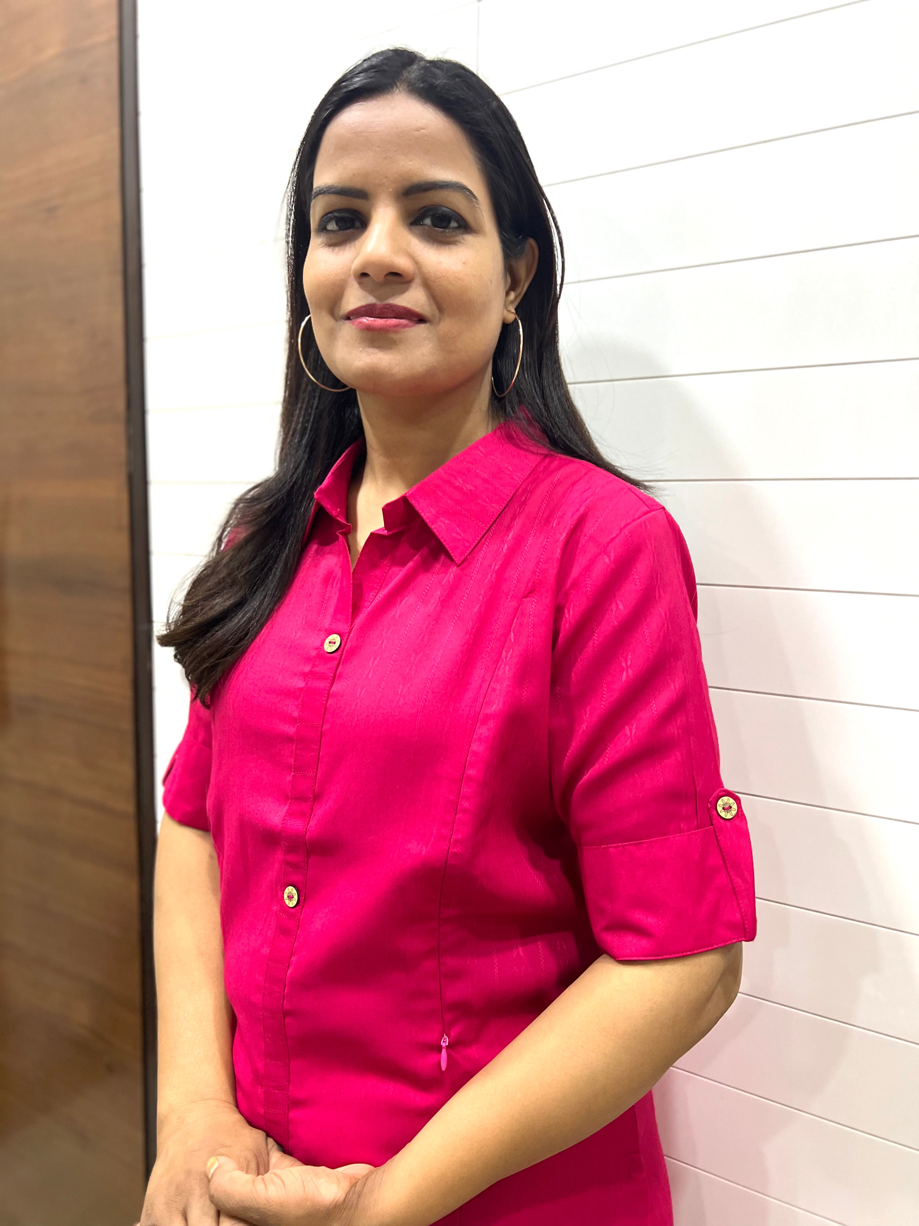 Mumzhug Fuchsia Viscose Rayon A-line Feeding Kurta RANI