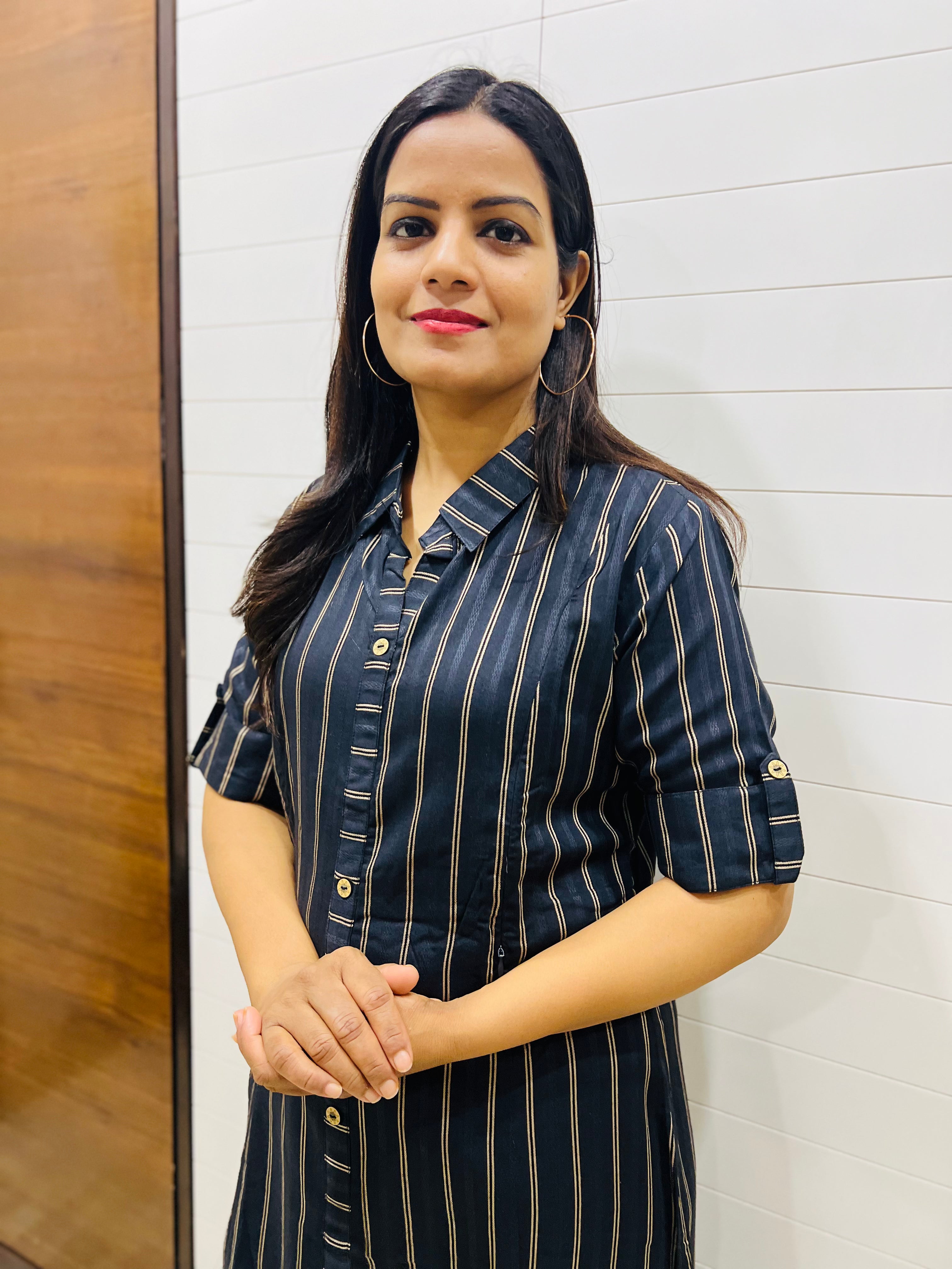 Mumzhug Dark Grey Viscose Rayon A-line Feeding Kurta