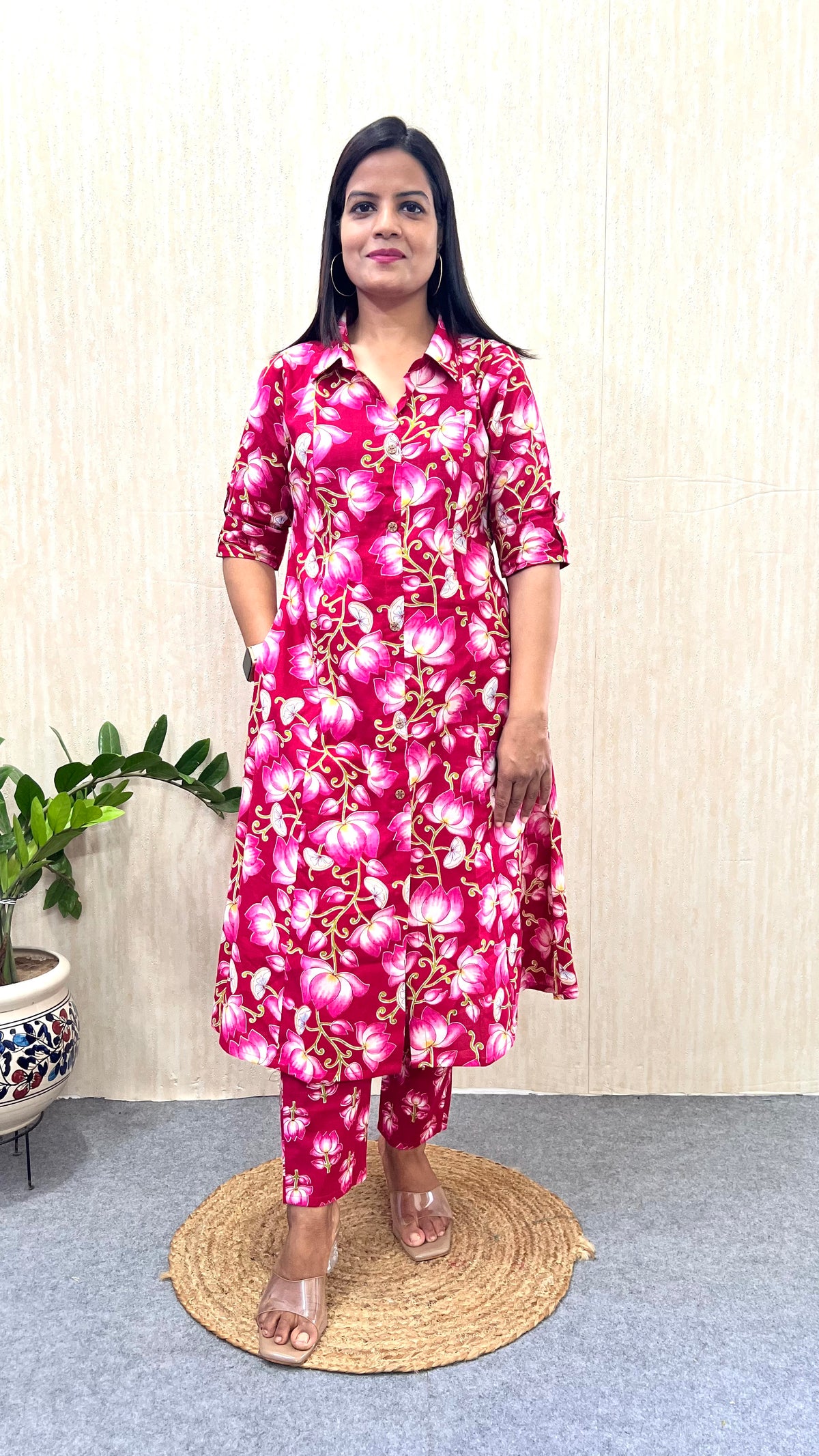 MUMZHUG Gulabo Fuchsia Pure Cotton Feeding & Maternity Co-ord Set- DISPATCHING STARTS 20TH SEPT