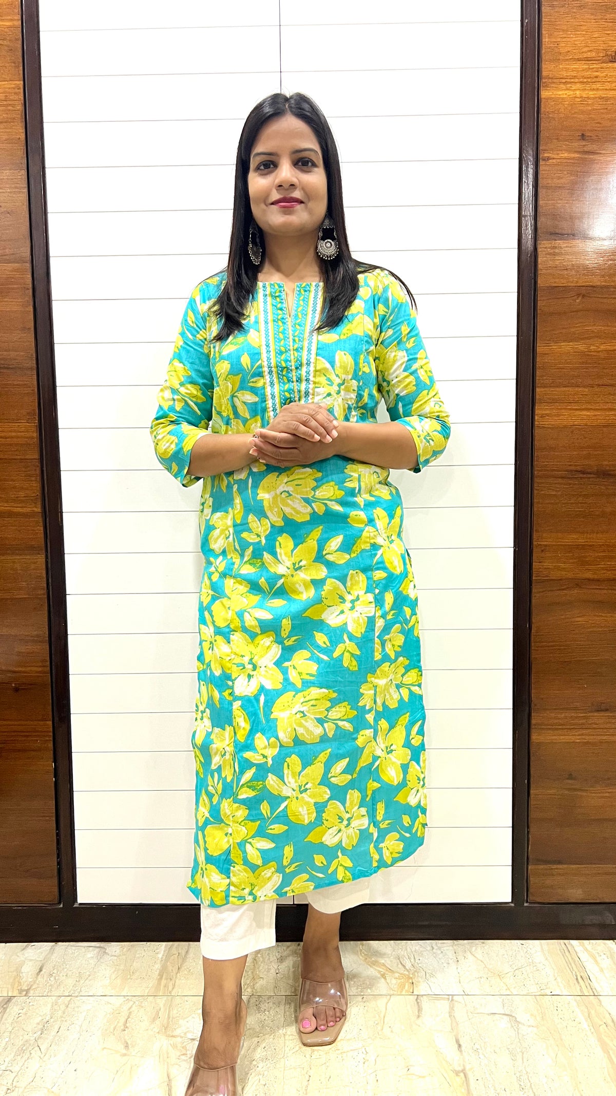 MUMZHUG Green Jaipuri Print Pure Cotton Feeding Kurta | Nursing & Maternity Wear