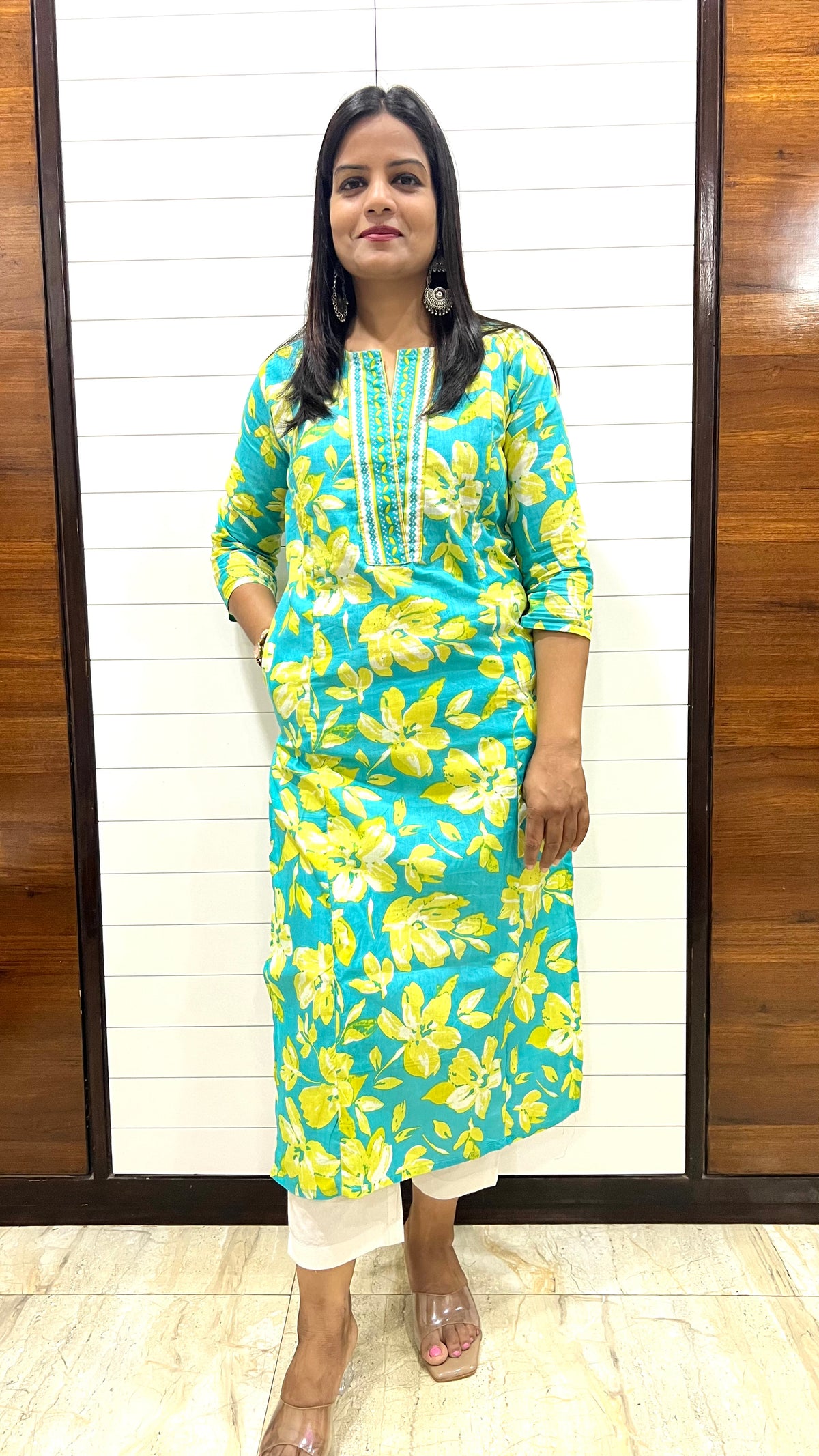 MUMZHUG Green Jaipuri Print Pure Cotton Feeding Kurta | Nursing & Maternity Wear
